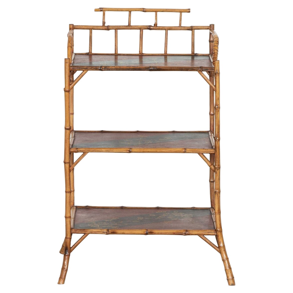 19th Century English Bamboo Chinoiserie Etagere