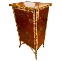 Antique 19th Century English Bamboo Chinoiserie Lacquered Cabinet