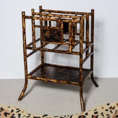 Antique British Colonial Magazine Rack, Bamboo & Lacquer, 1890s