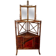 Antique 19th Century English Bamboo Corner Cabinet