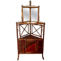 19th Century English Bamboo Corner Cabinet