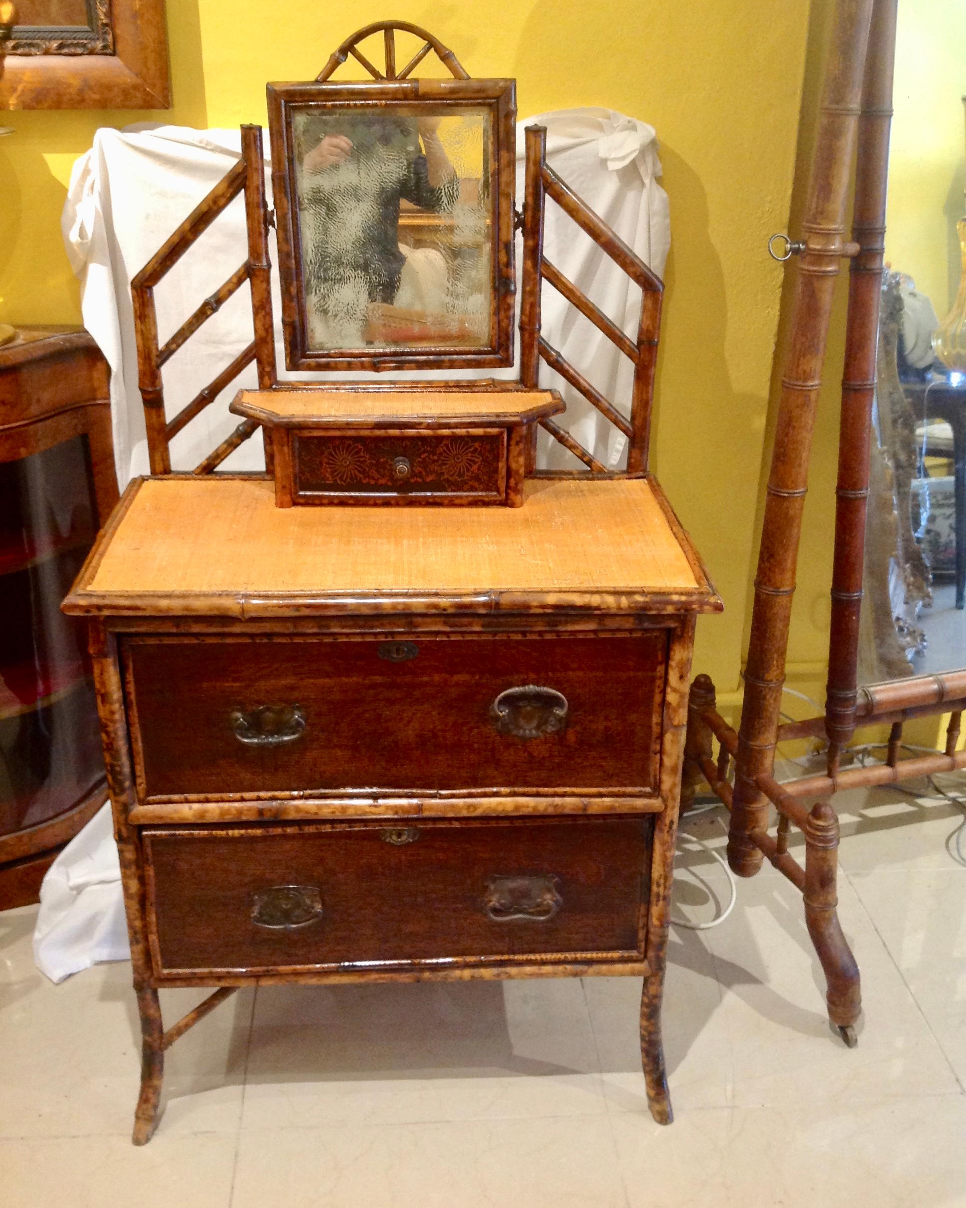 19th Century English Bamboo Cottage Dresser In Good Condition In West Palm Beach, FL