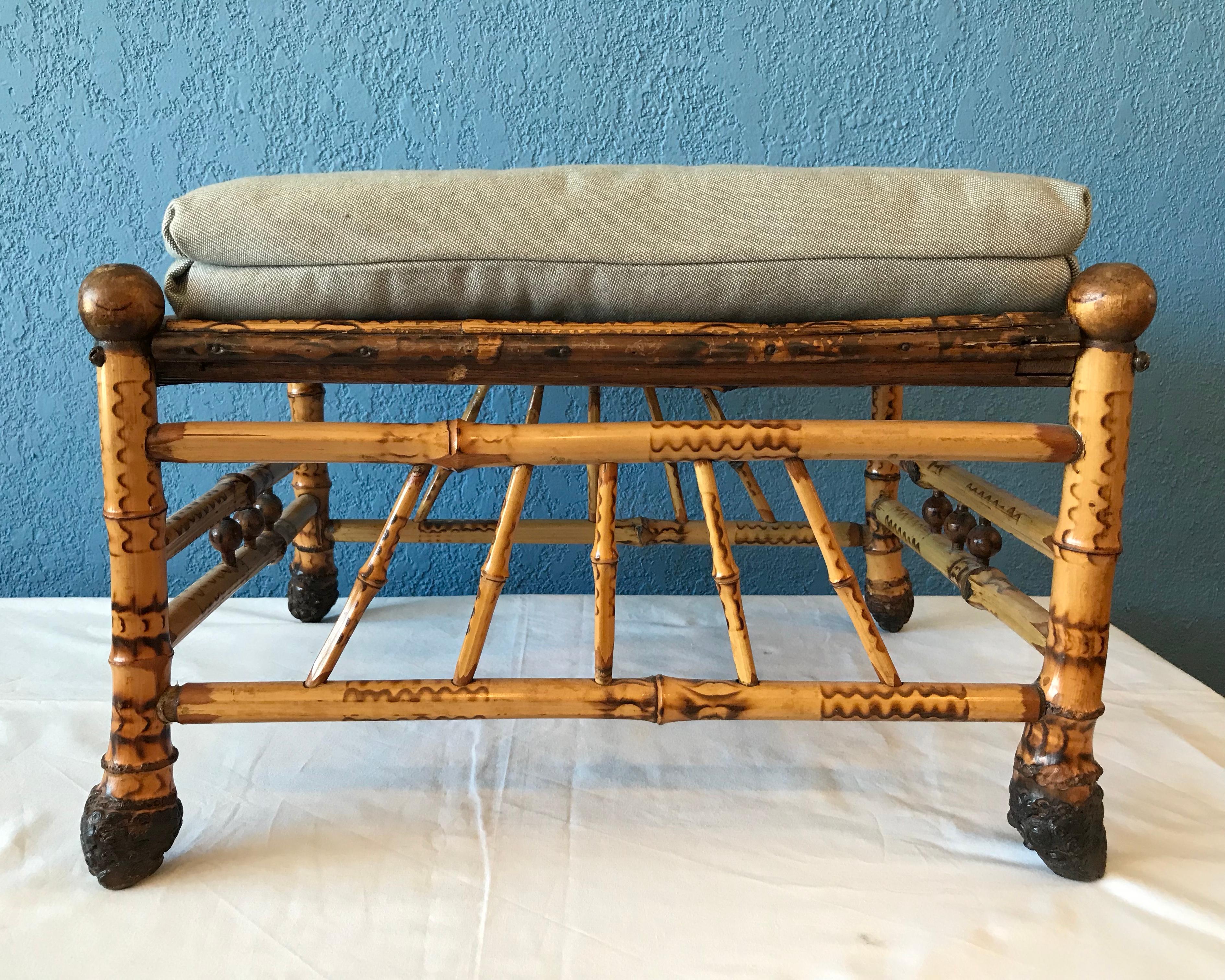 19th Century English Bamboo Footstool In Good Condition In West Palm Beach, FL