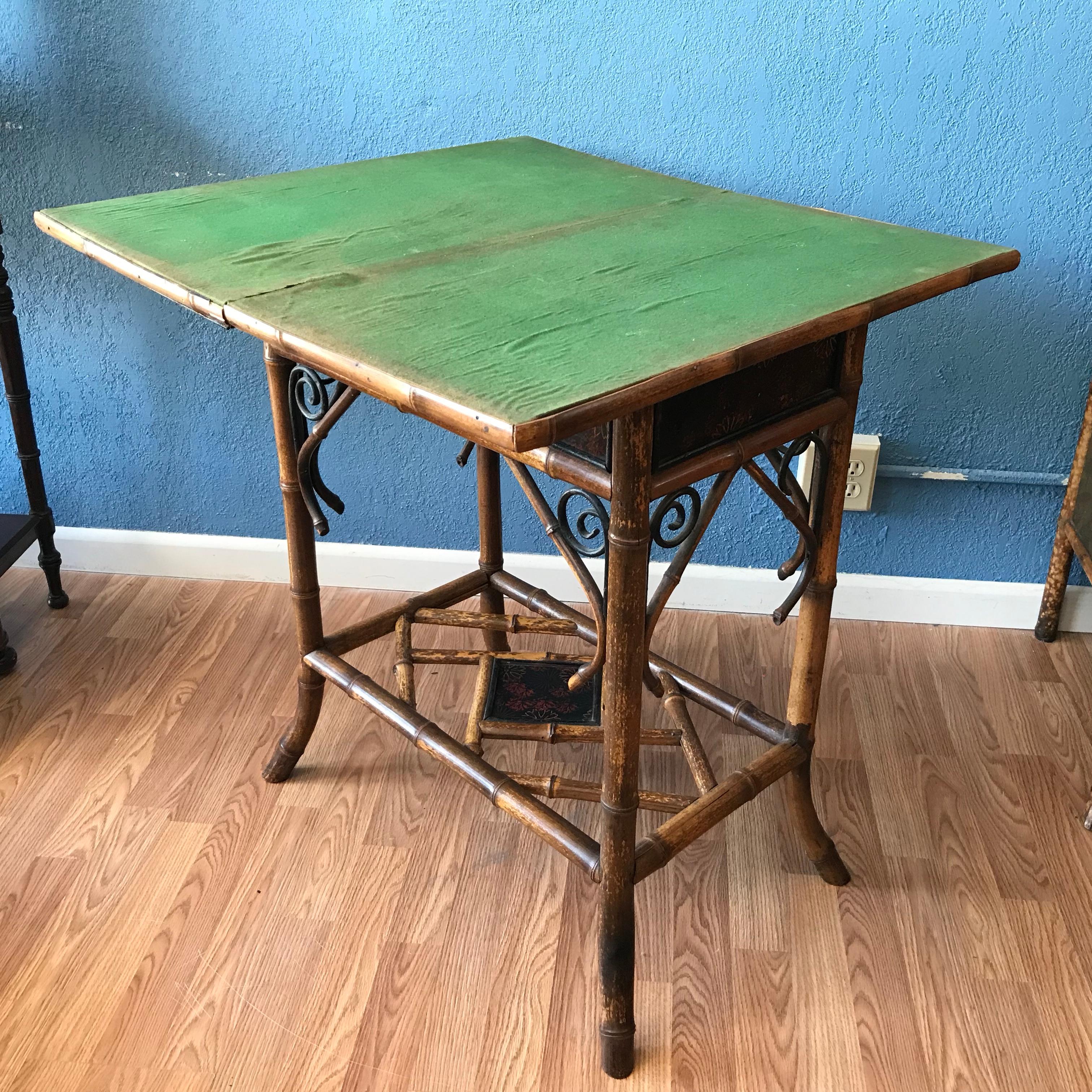 19th Century English Bamboo Game Table 9