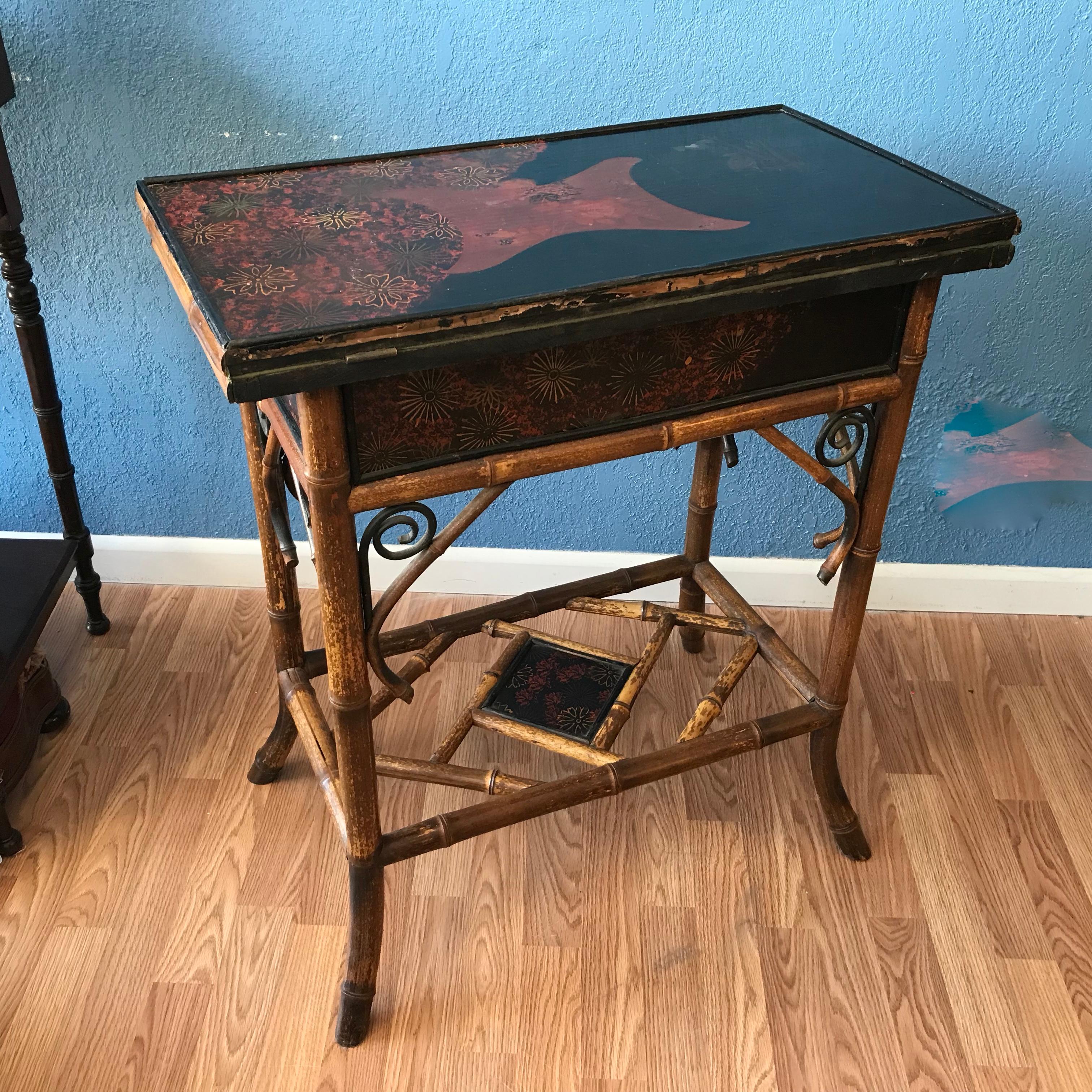 19th Century English Bamboo Game Table In Good Condition In West Palm Beach, FL