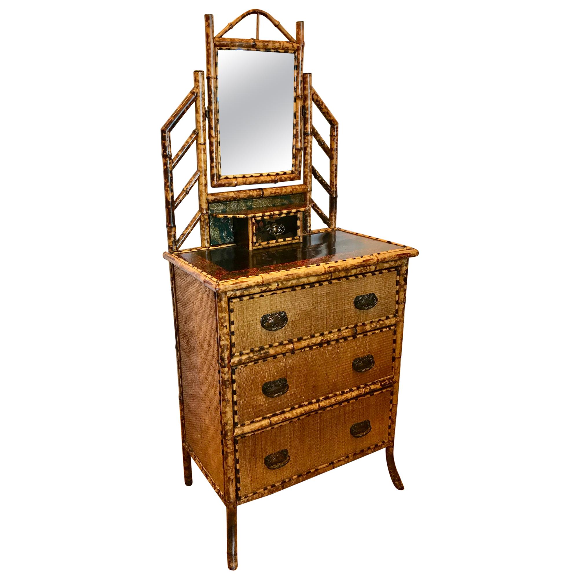 19th Century English Bamboo Gentleman 's Chest / Dresser