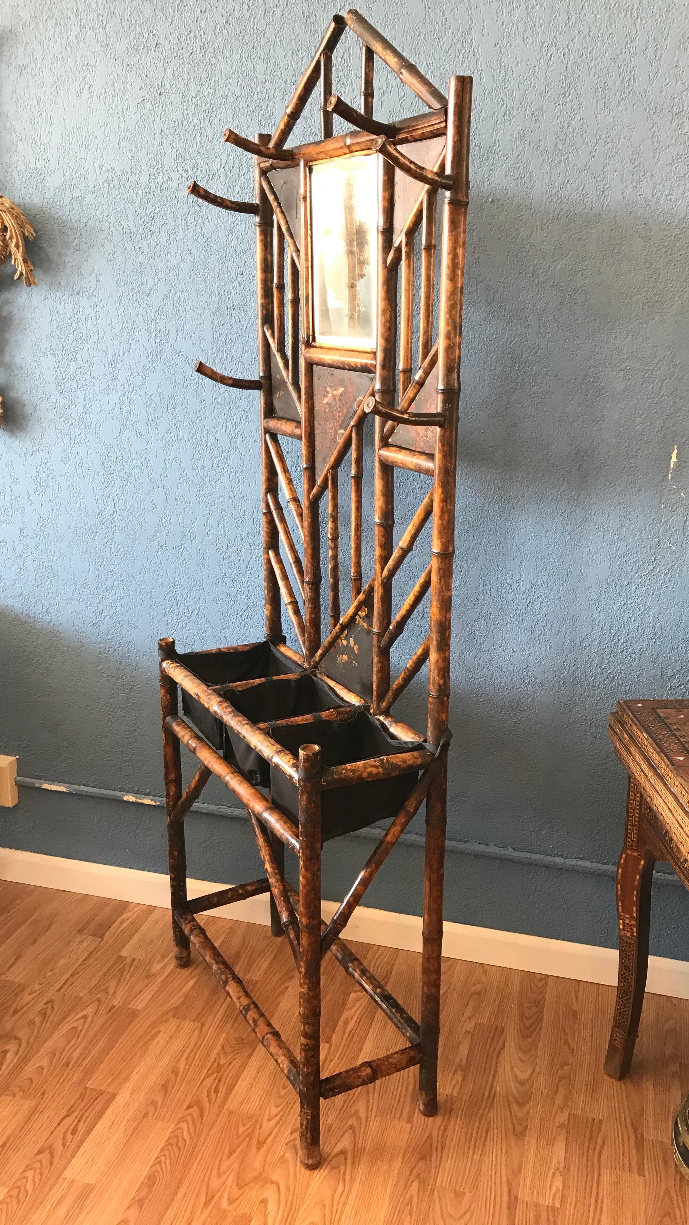 19th Century English Bamboo Hall Stand In Good Condition In West Palm Beach, FL