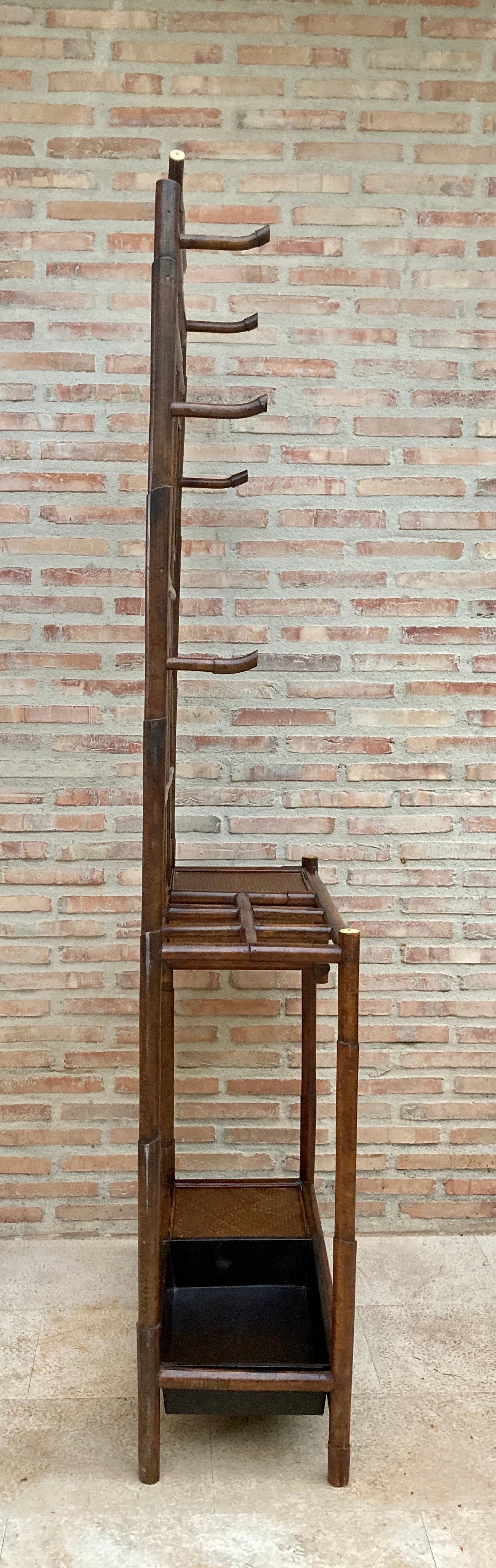 19th-Century English Bamboo Hall Stand with Mirror 2