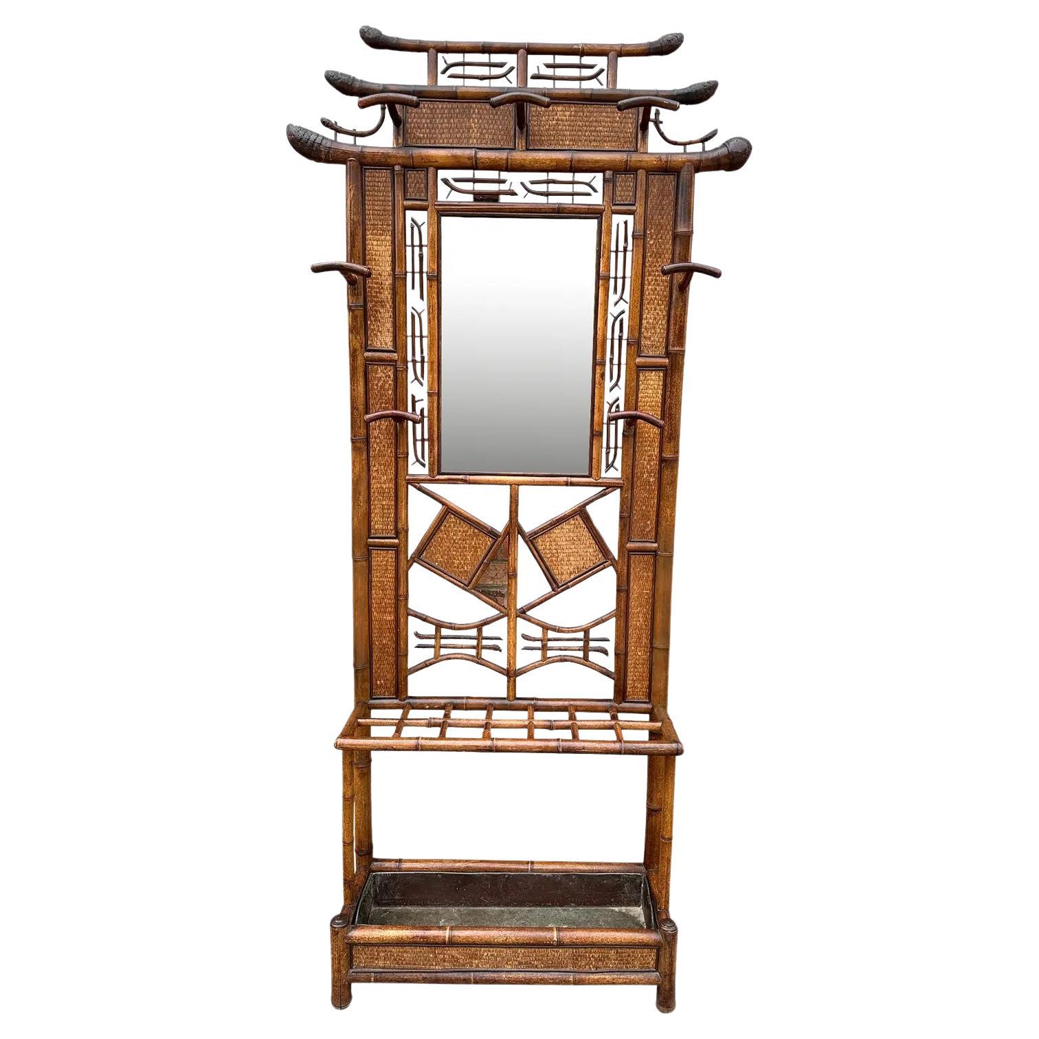 19th Century English Bamboo Hall Tree For Sale