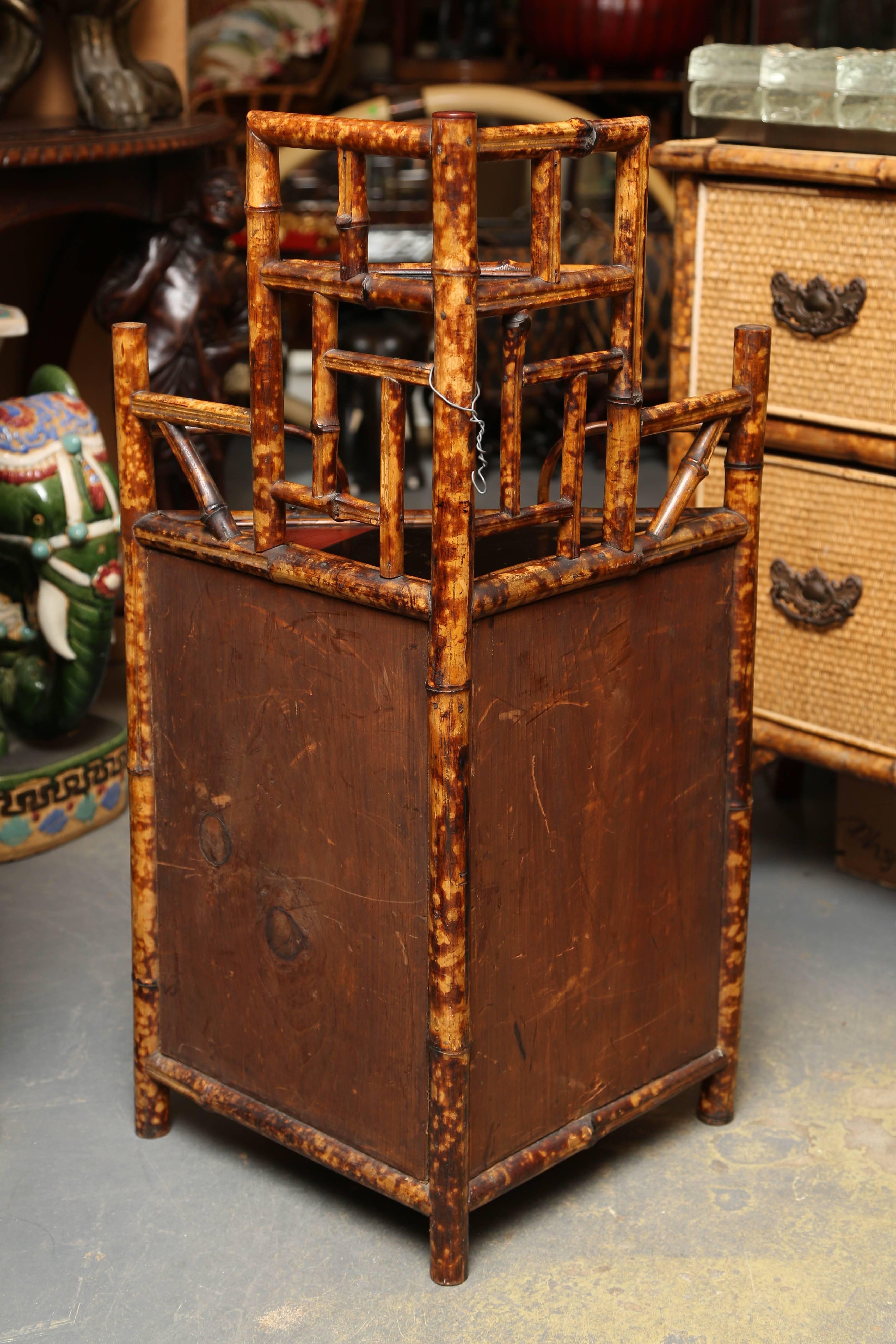Lacquered 19th Century English Bamboo Hanging Corner Cabinet
