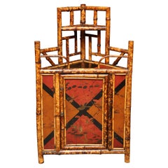 Antique 19th Century English Bamboo Hanging Corner Cabinet
