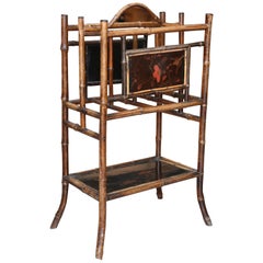 Used 19th Century English Bamboo Magazine Stand / Canterbury