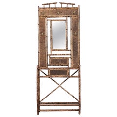 Stand de salle à miroir en bambou anglais du 19e siècle