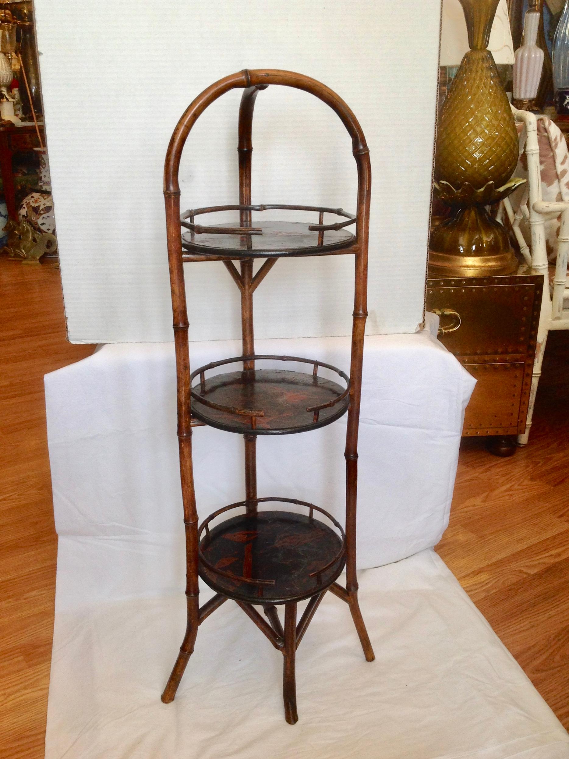 19th Century English Bamboo Muffin Stand / Étagère 8
