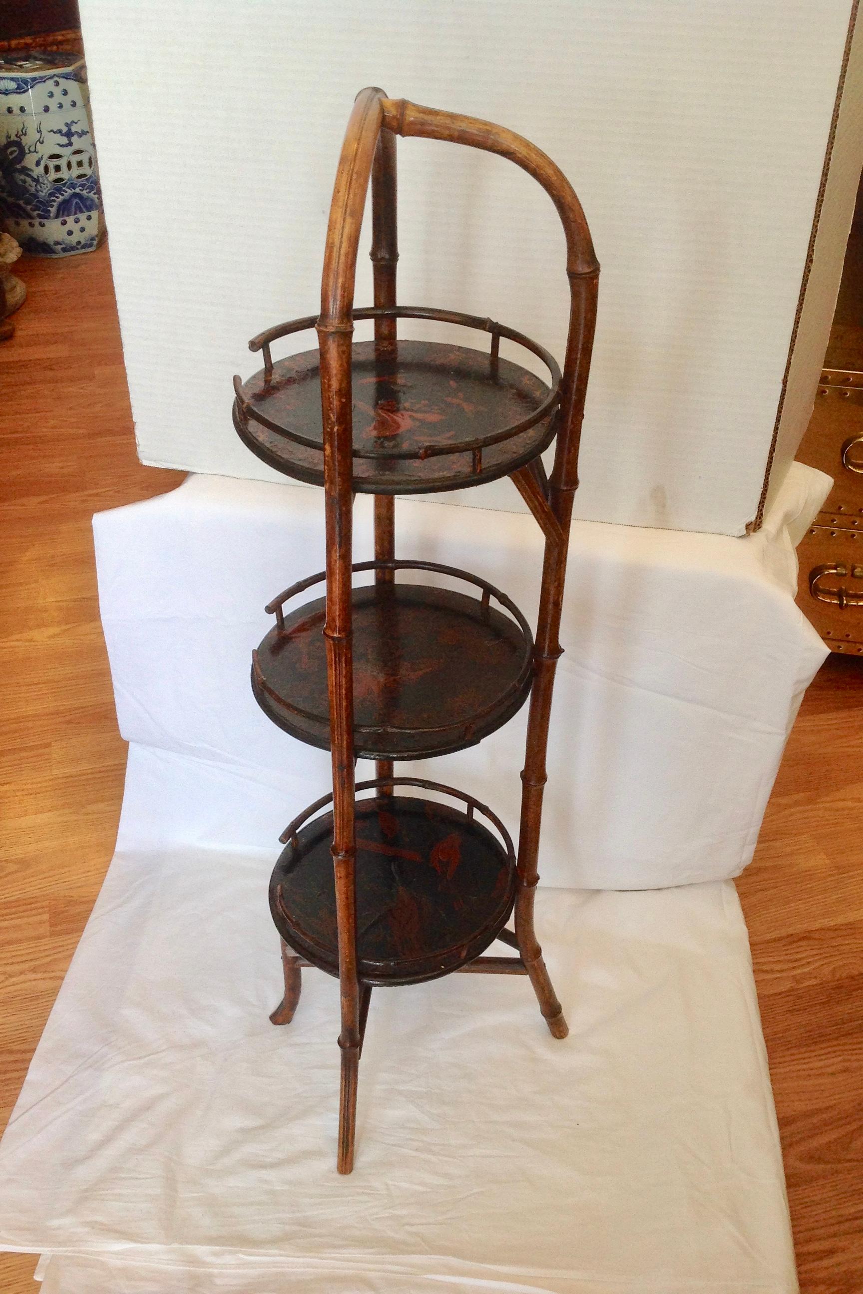19th Century English Bamboo Muffin Stand / Étagère 9