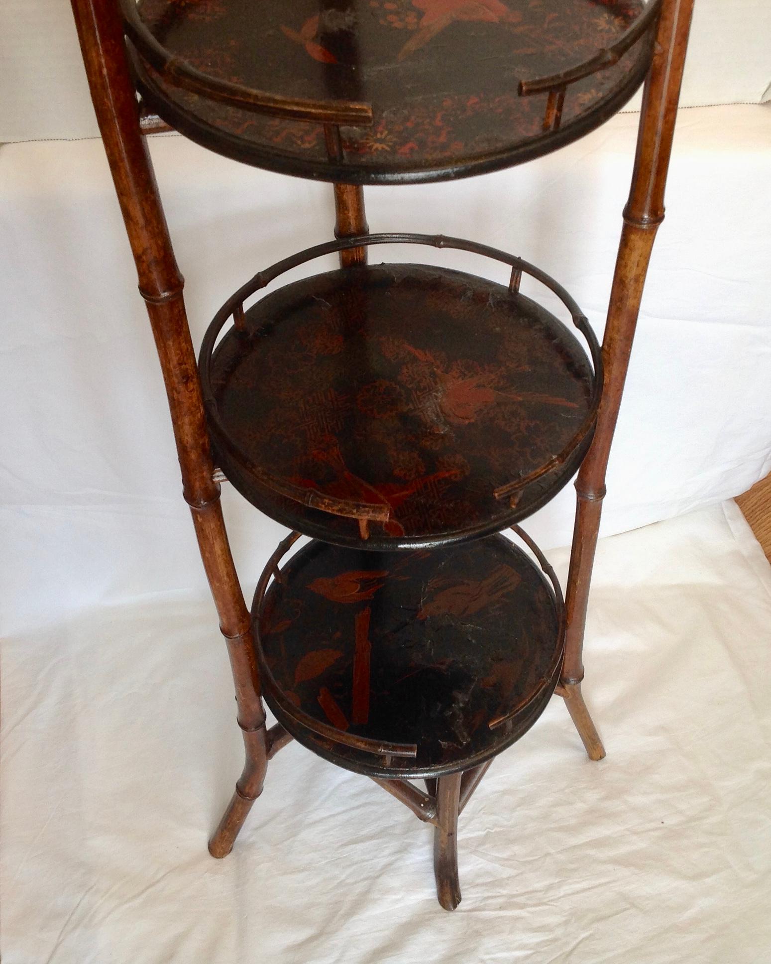 19th Century English Bamboo Muffin Stand / Étagère 2