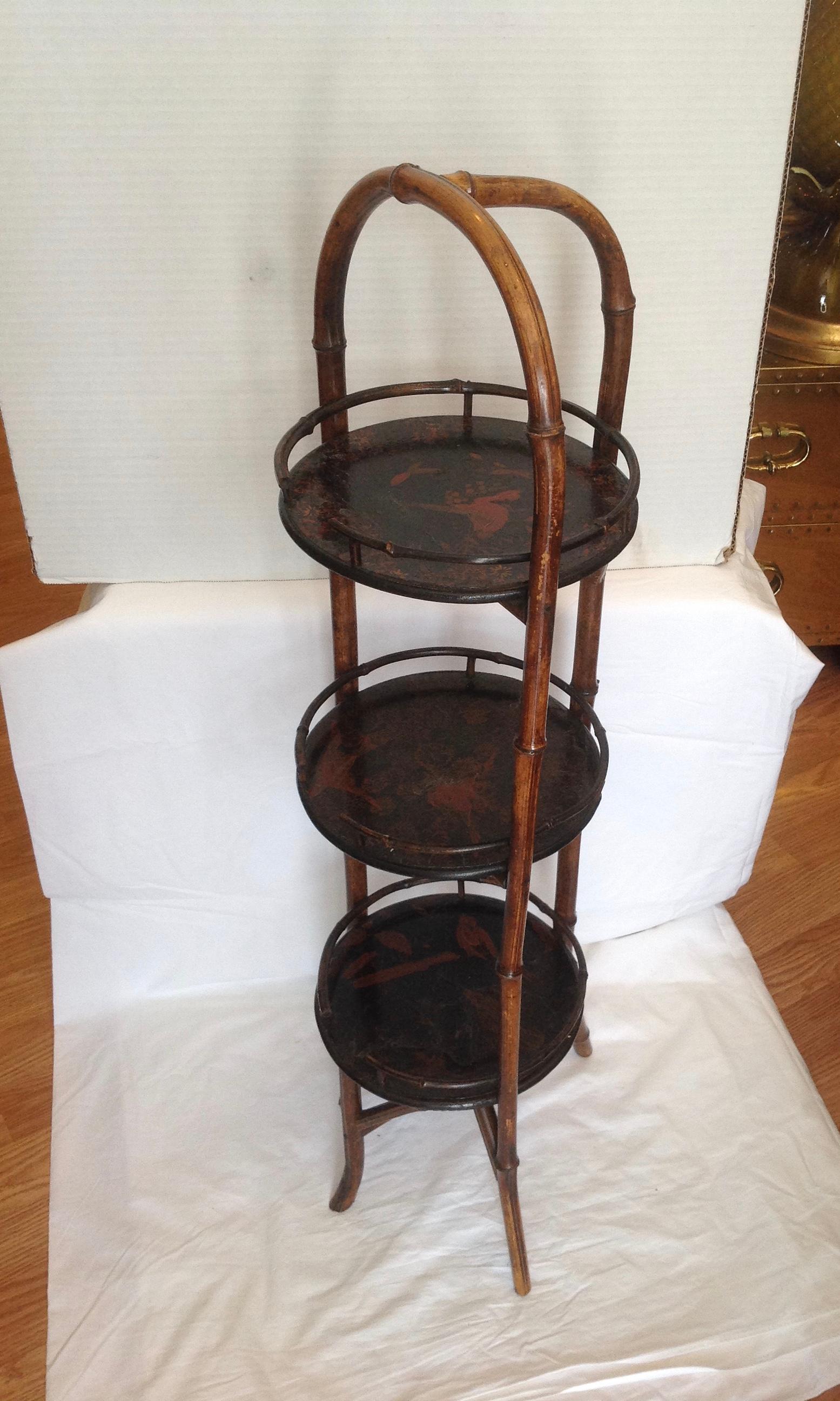 19th Century English Bamboo Muffin Stand / Étagère 3