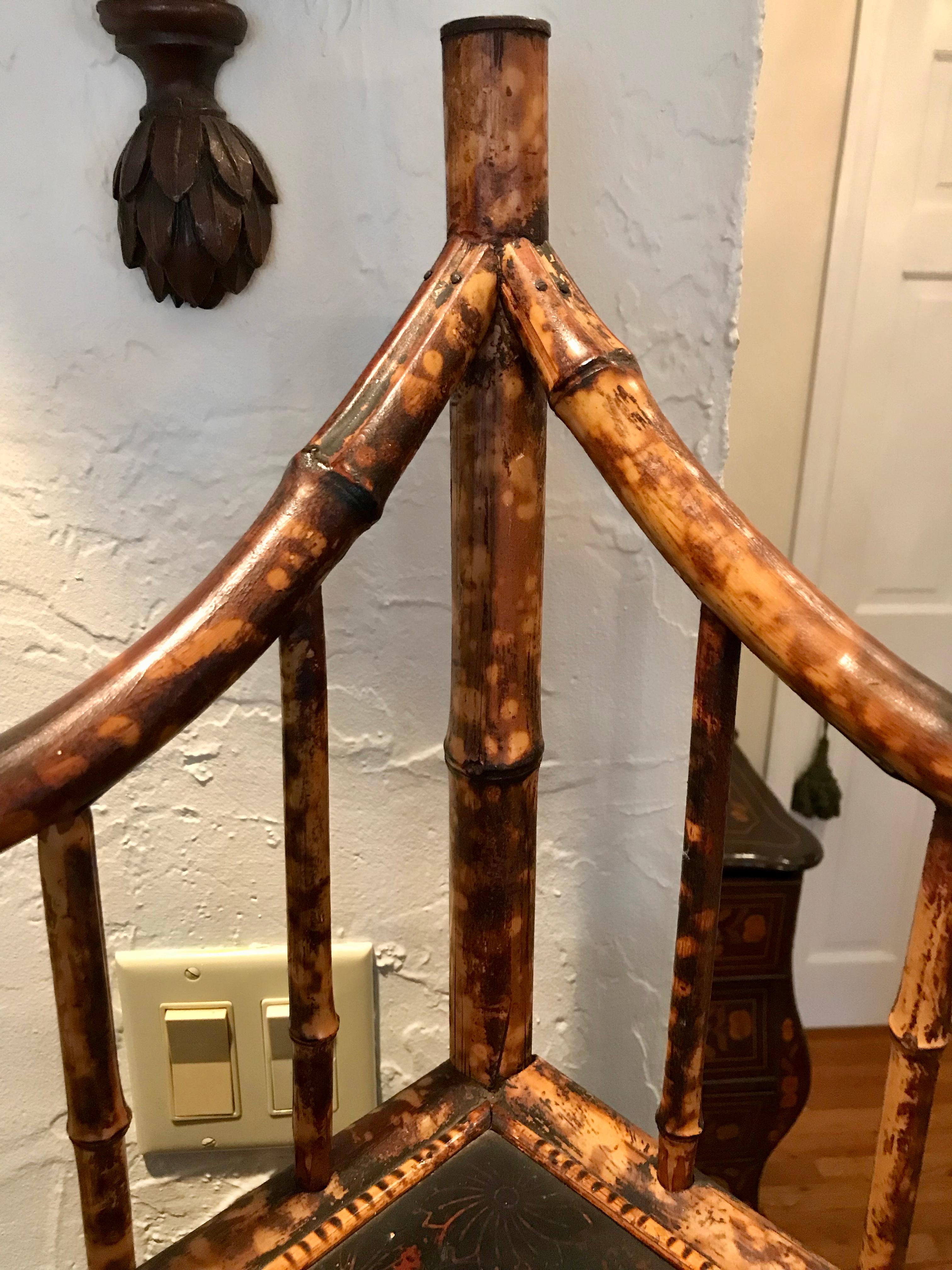 19th Century English Bamboo Open Corner Cabinet 10