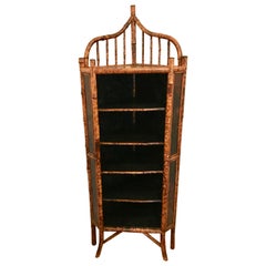 19th Century English Bamboo Open Corner Cabinet