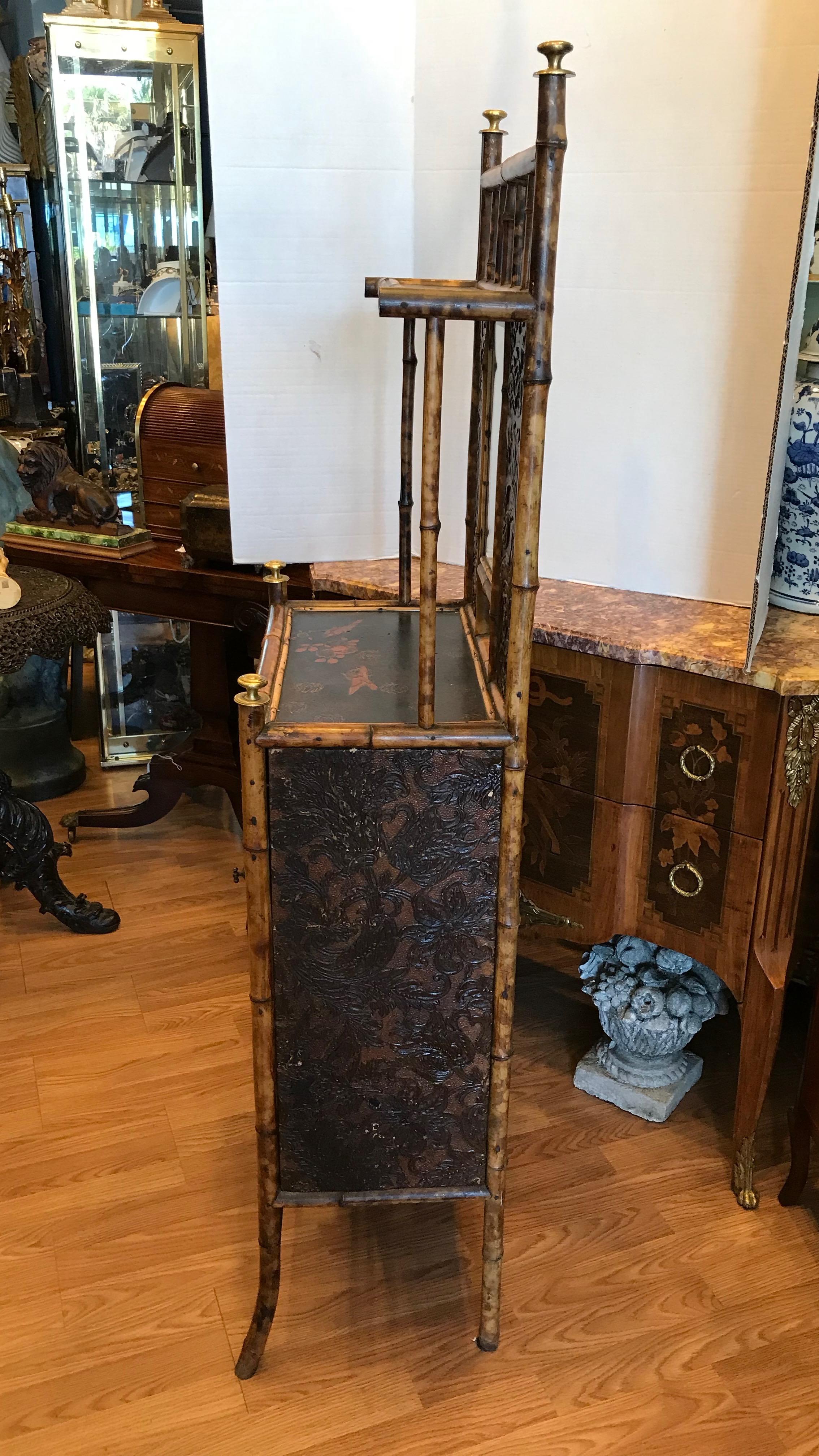 19th Century English Bamboo Side Cabinet / Bookcase For Sale 8