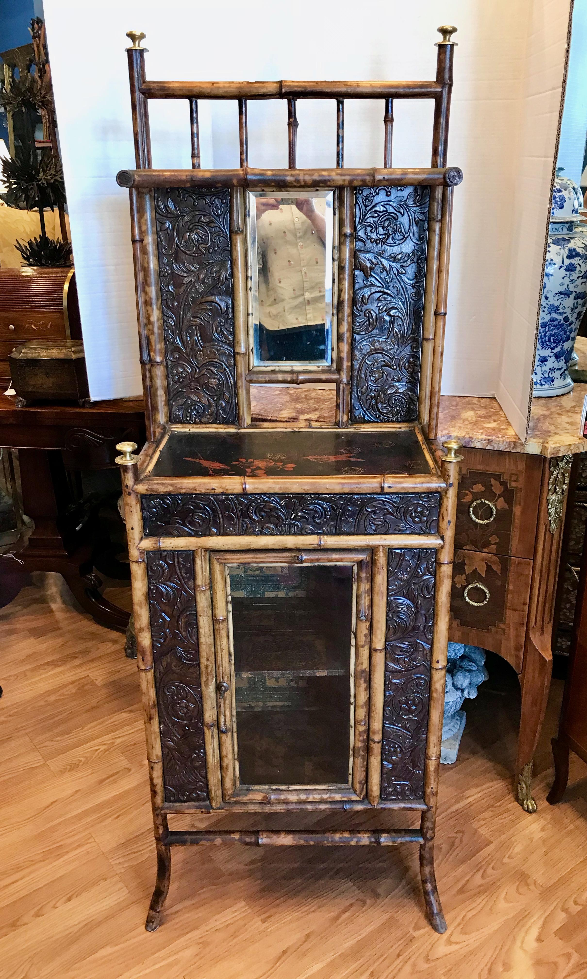 19th Century English Bamboo Side Cabinet / Bookcase In Good Condition For Sale In West Palm Beach, FL