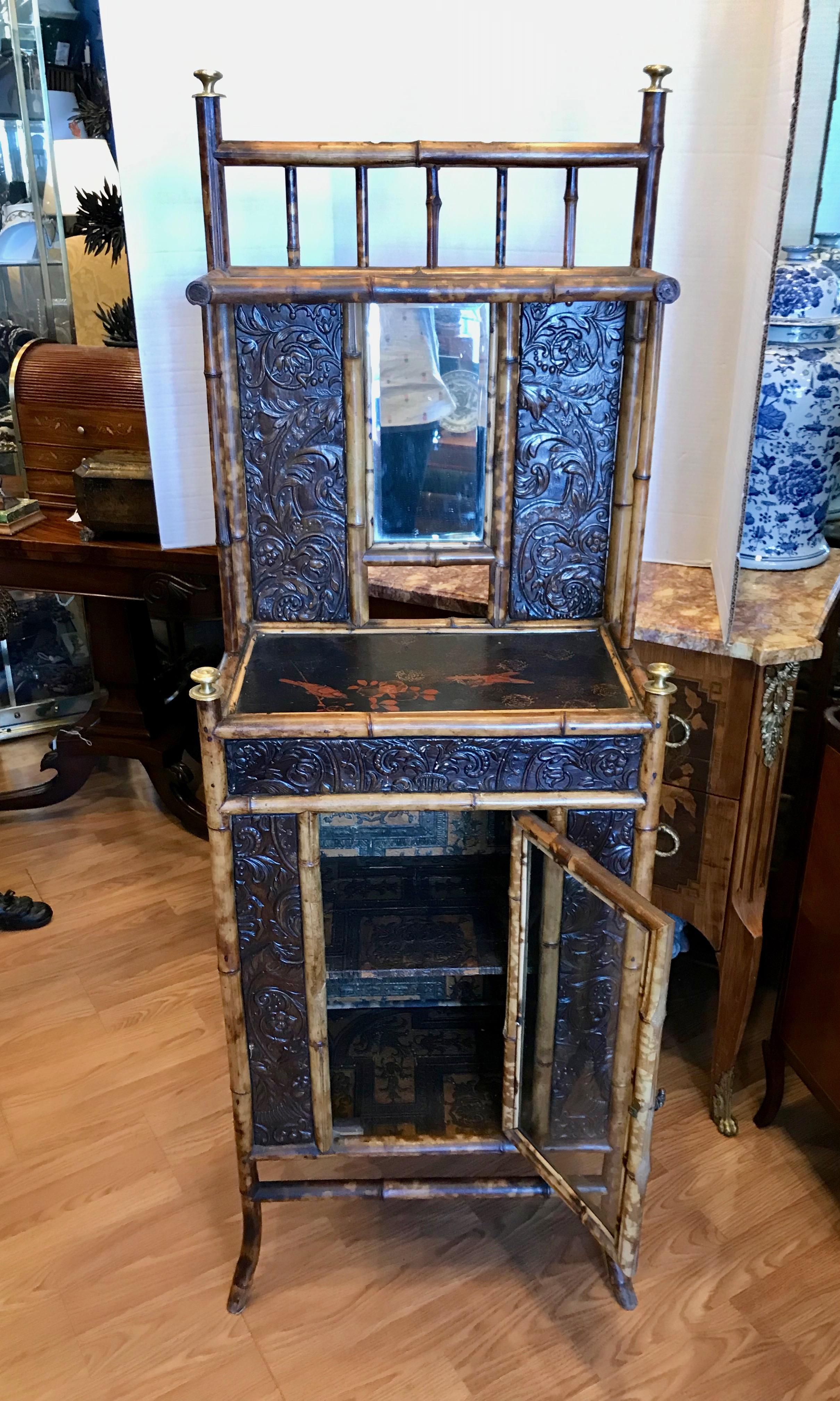 19th Century English Bamboo Side Cabinet / Bookcase For Sale 1
