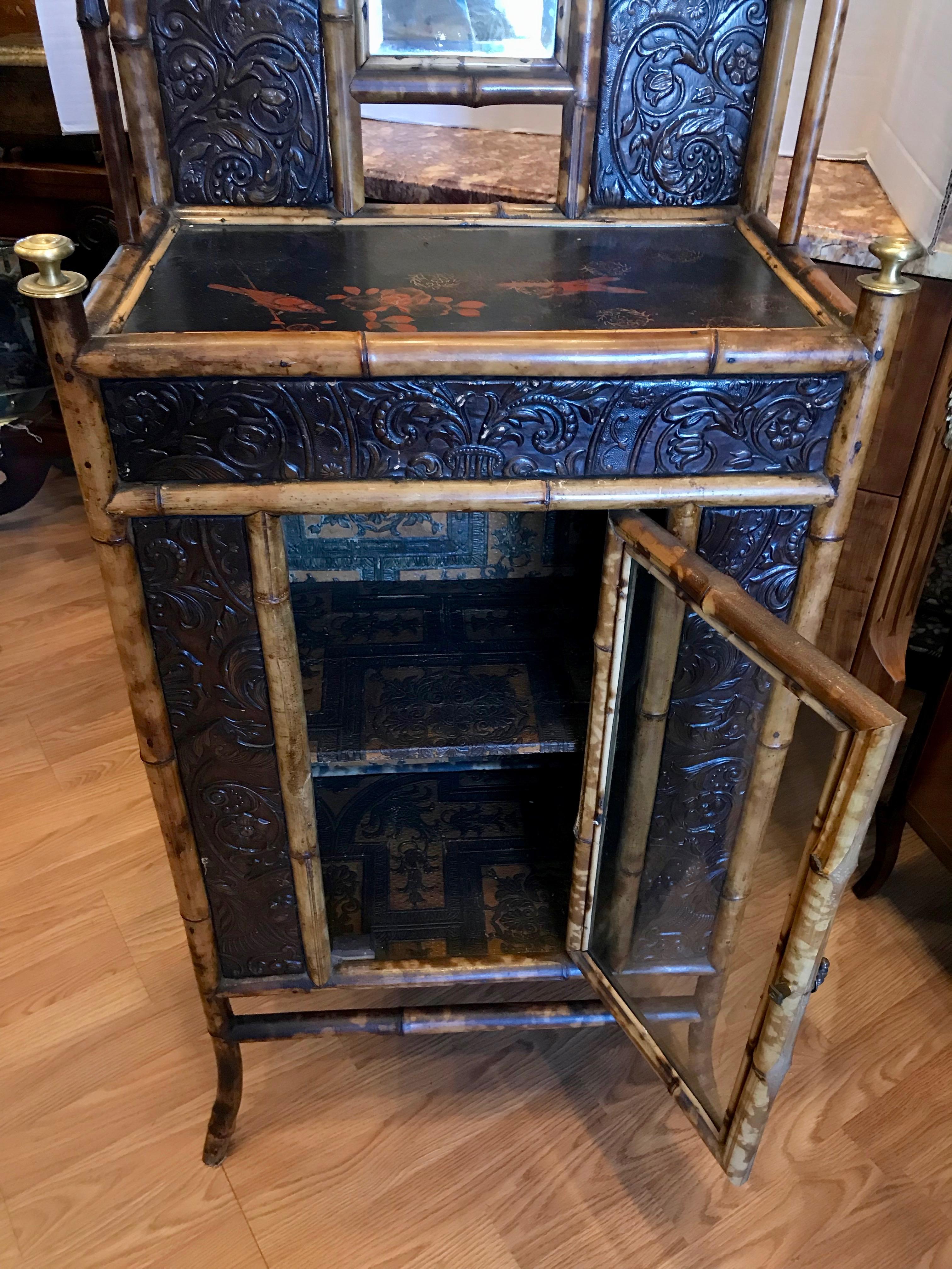 19th Century English Bamboo Side Cabinet / Bookcase For Sale 5