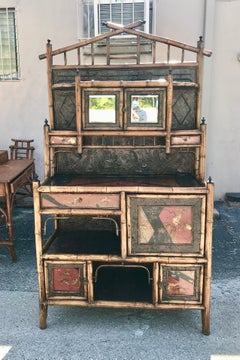 19th Century English Bamboo Side Cabinet / Buffet
