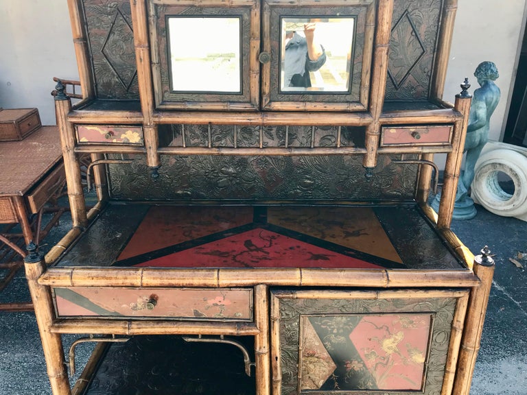 19th Century English Bamboo Side Cabinet / Buffet For Sale 3