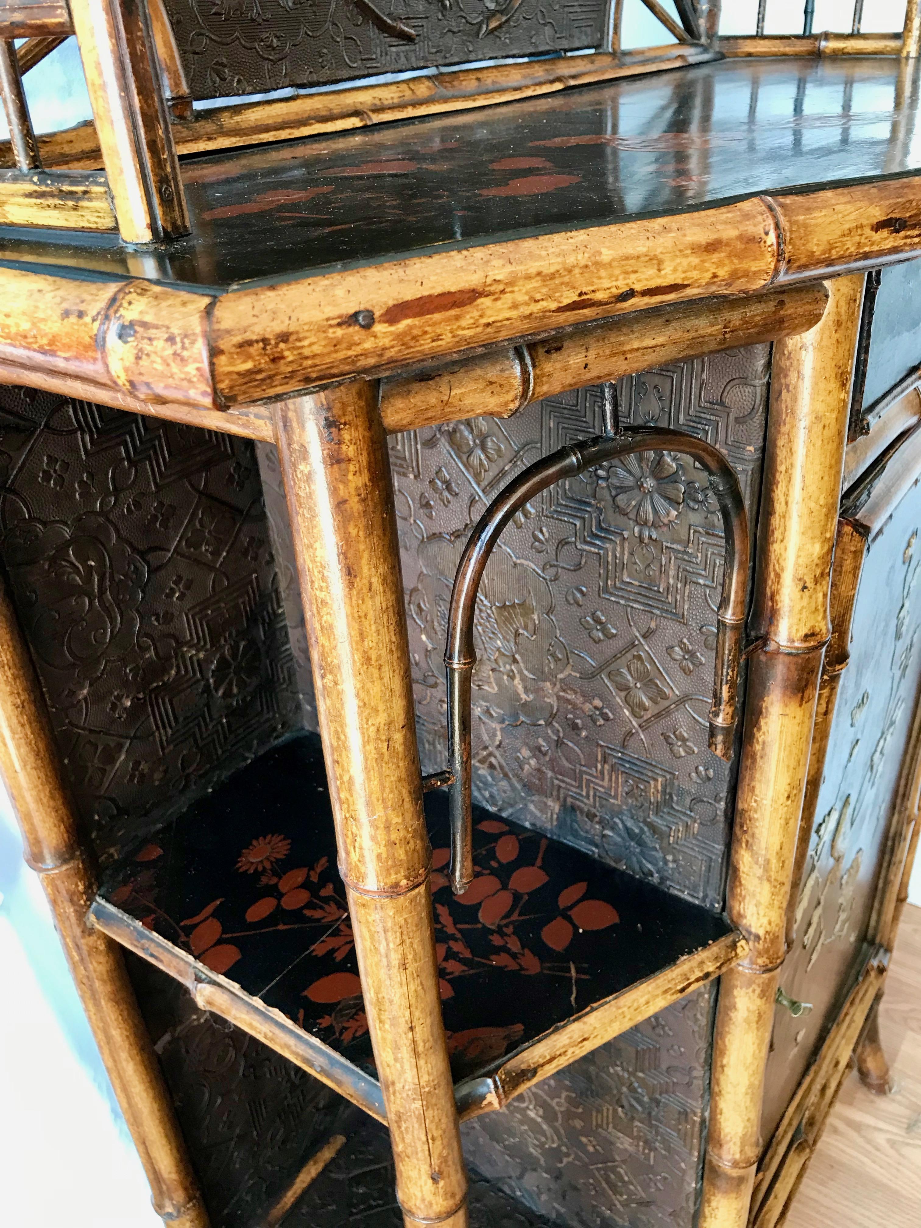 19th Century English Bamboo Side Cabinet 8