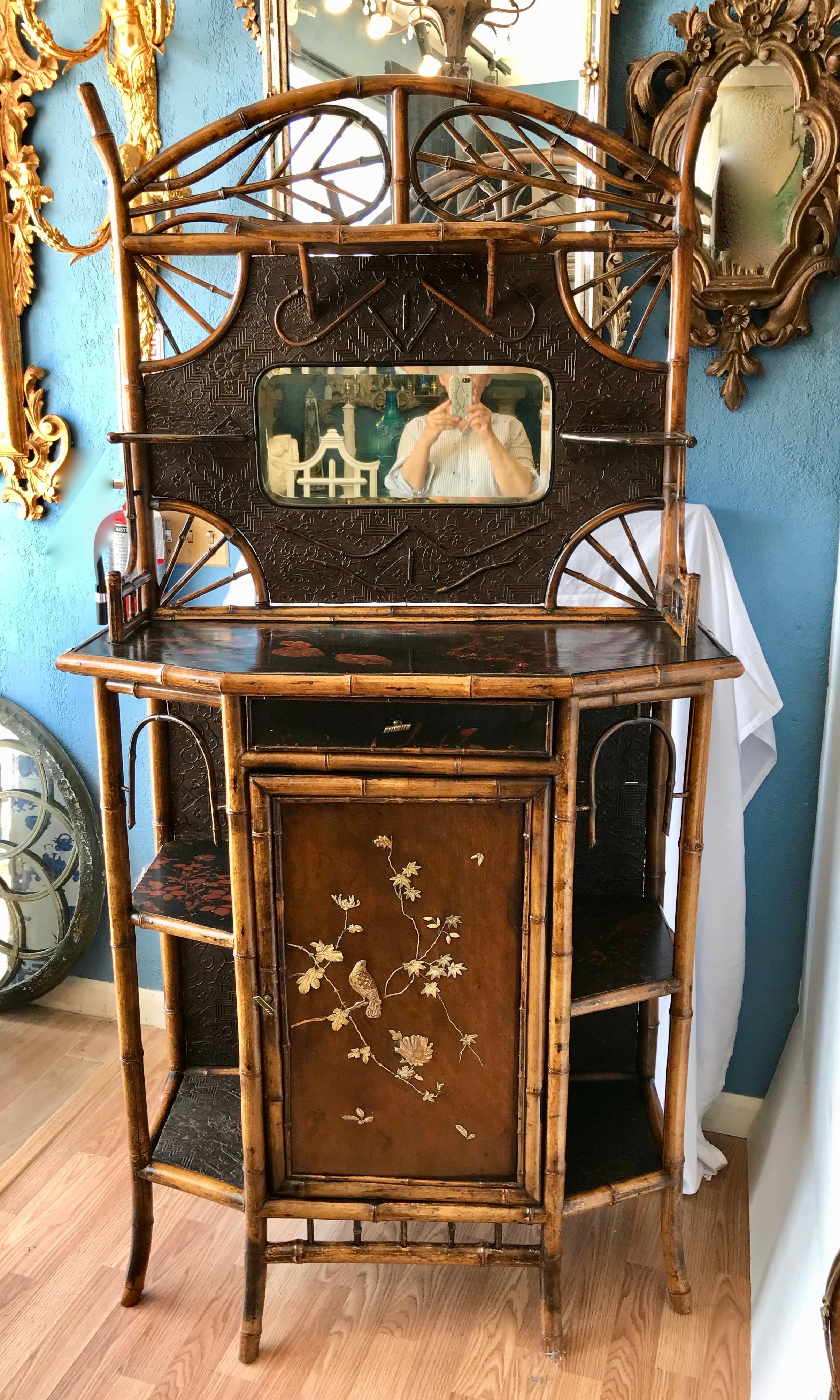 19th Century English Bamboo Side Cabinet 13