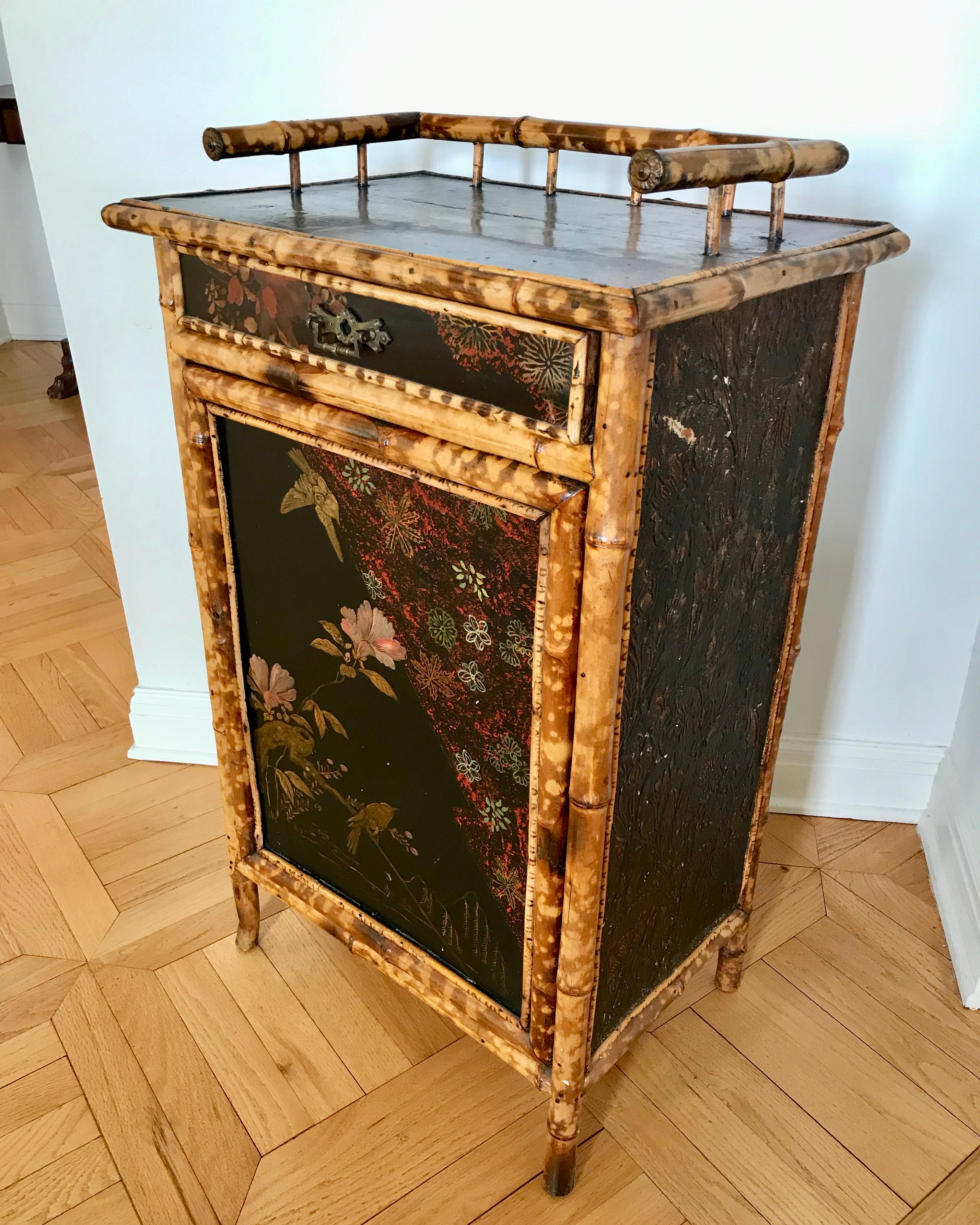 19th Century English Bamboo Side Cabinet In Good Condition In West Palm Beach, FL