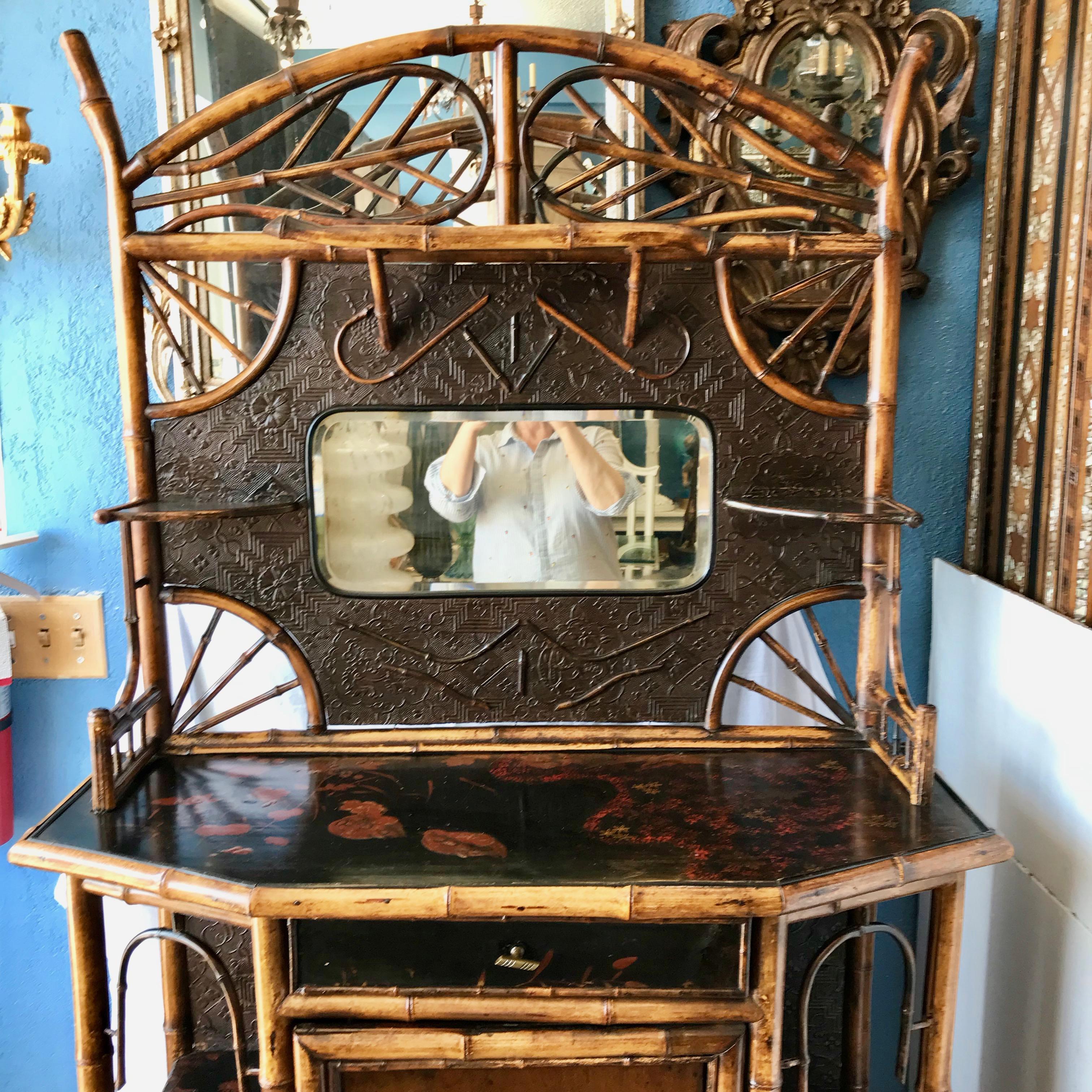 19th Century English Bamboo Side Cabinet In Good Condition In West Palm Beach, FL