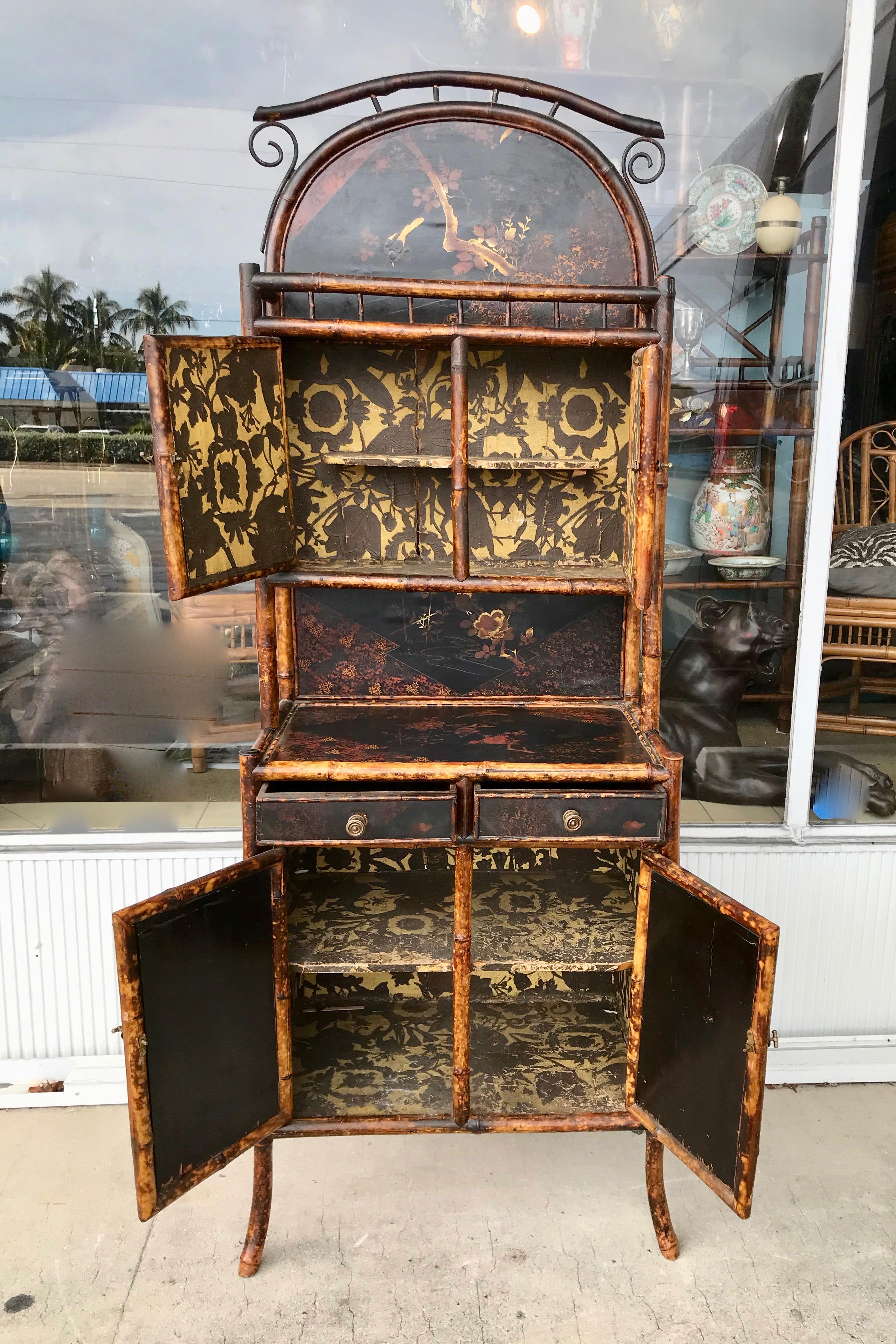 19TH Century English Bamboo Side Cabinet In Good Condition In West Palm Beach, FL