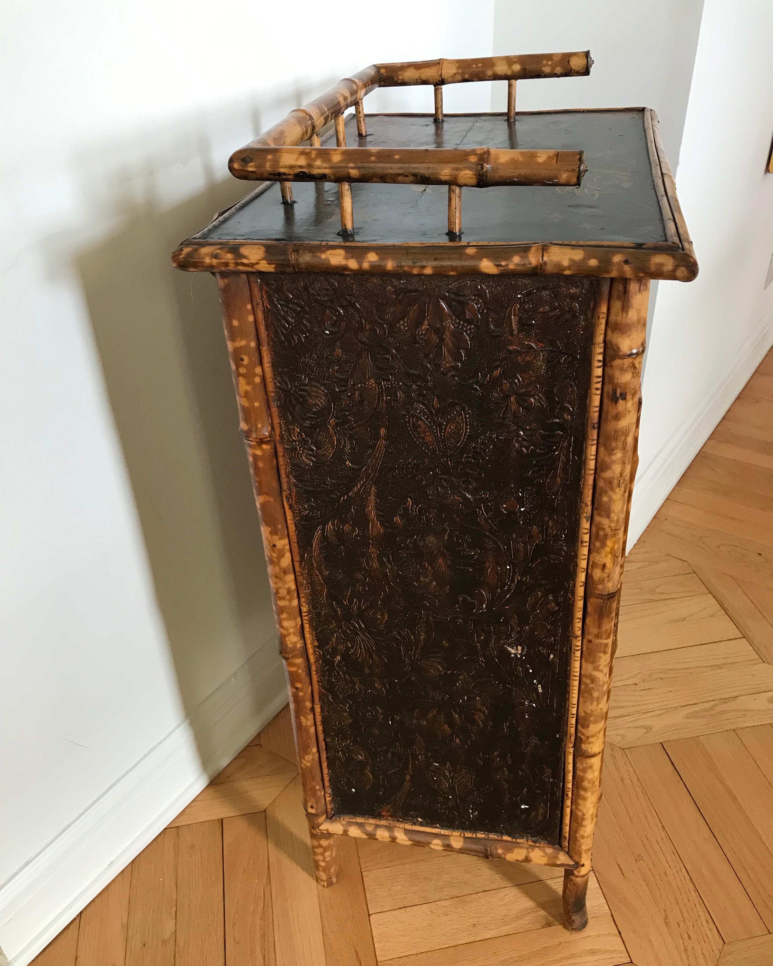 Metal 19th Century English Bamboo Side Cabinet