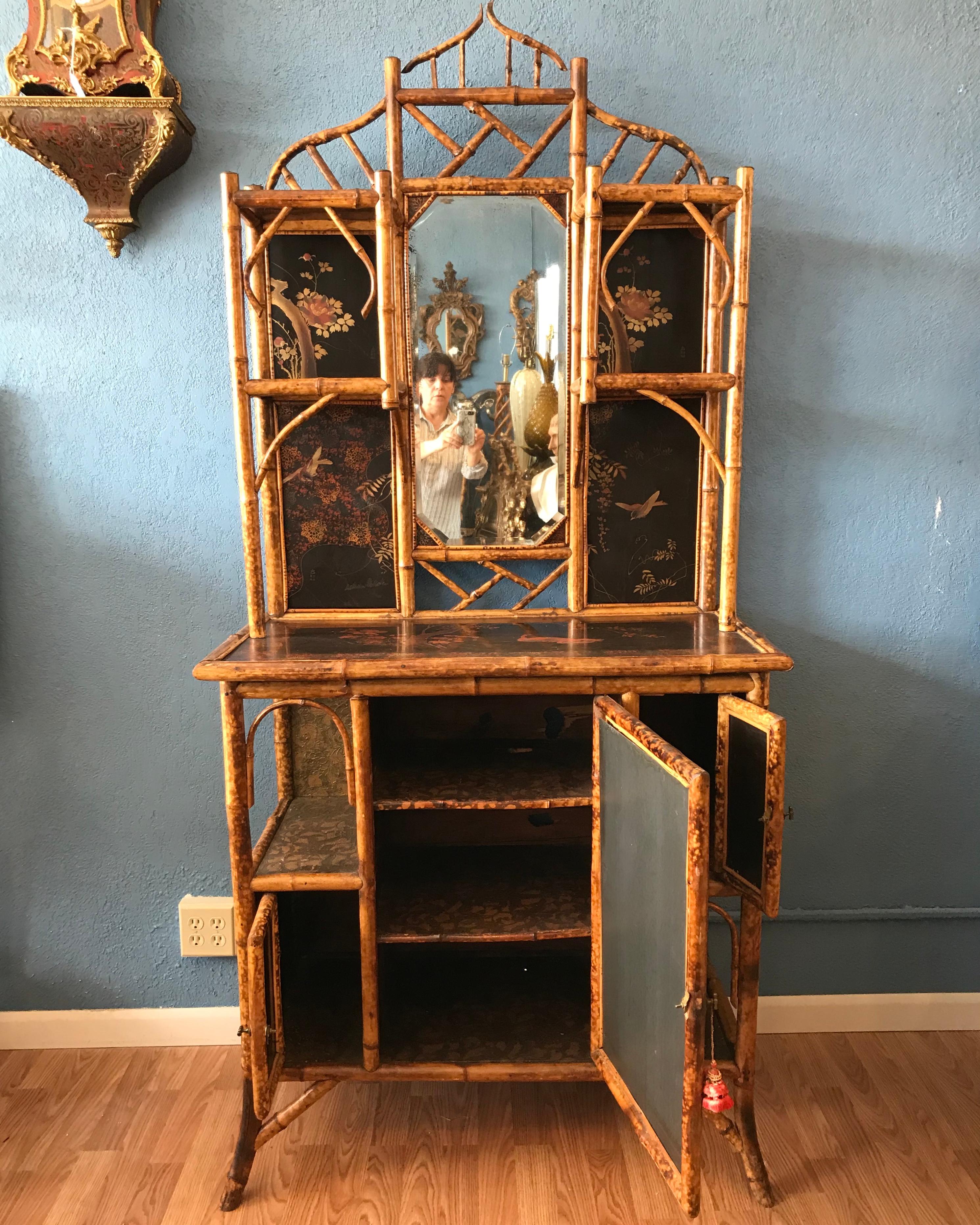 19th Century English Bamboo Side Cabinet 2