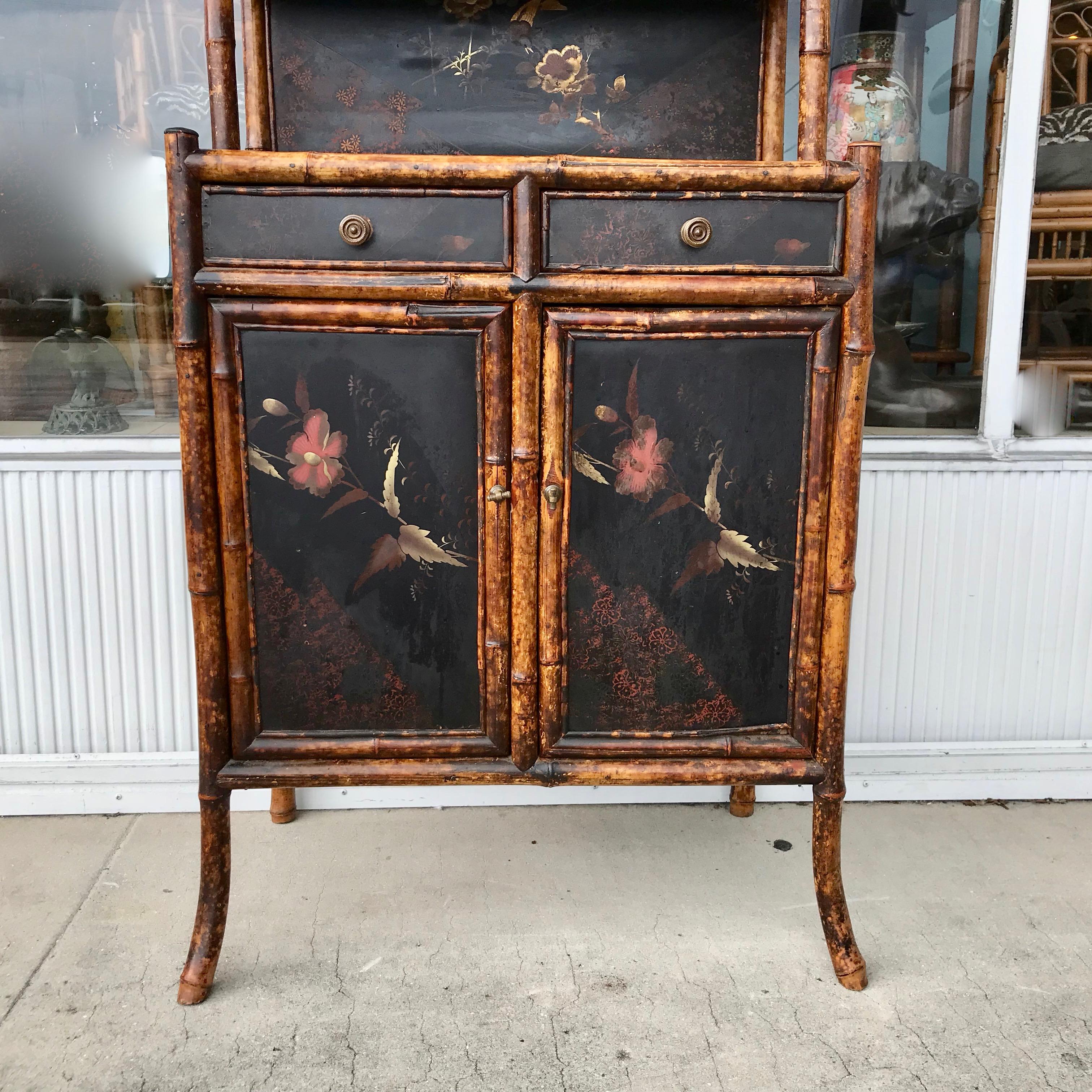 Metal 19TH Century English Bamboo Side Cabinet