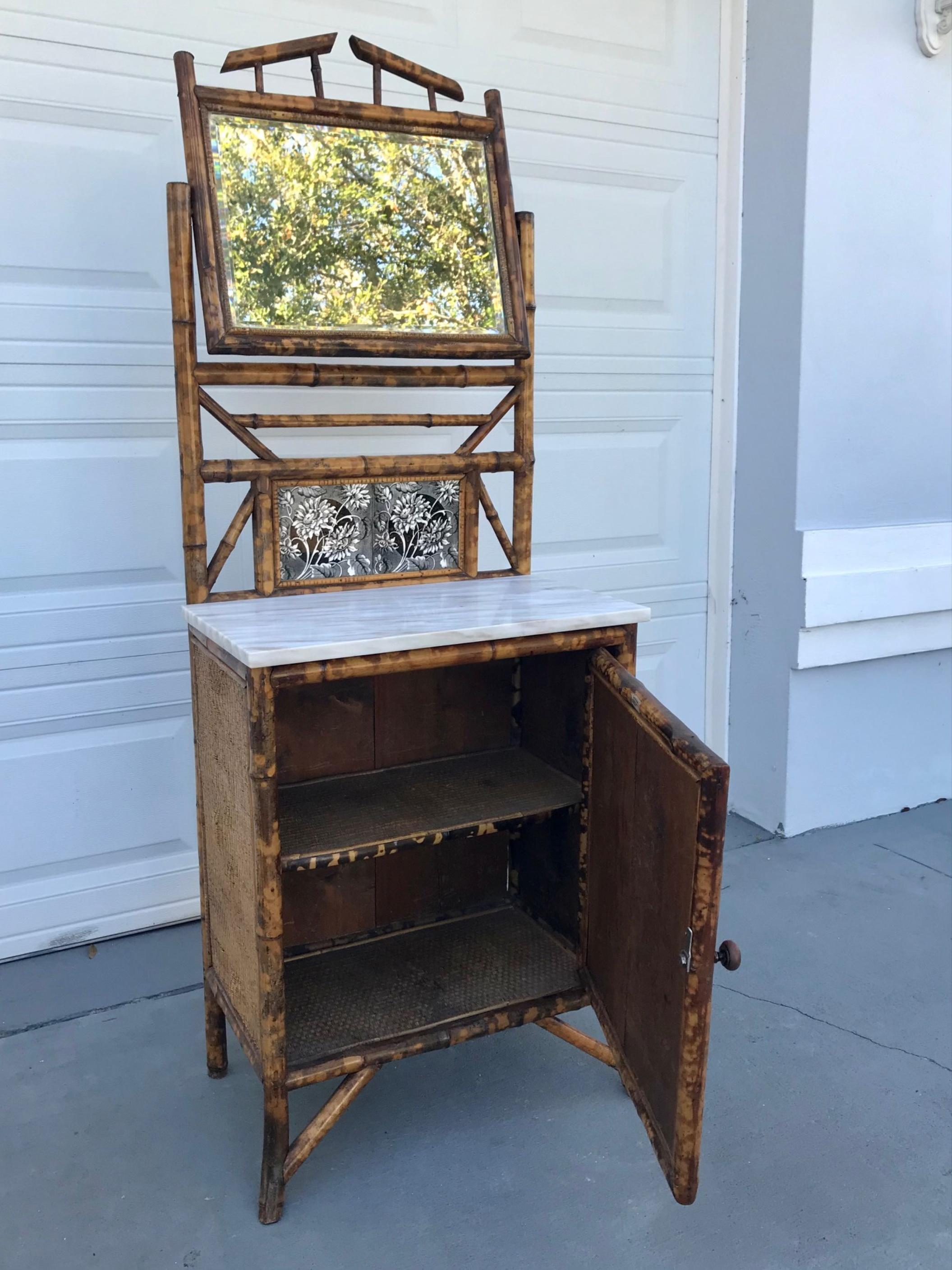 19th Century English Bamboo Side Cabinet In Good Condition In Vero Beach, FL