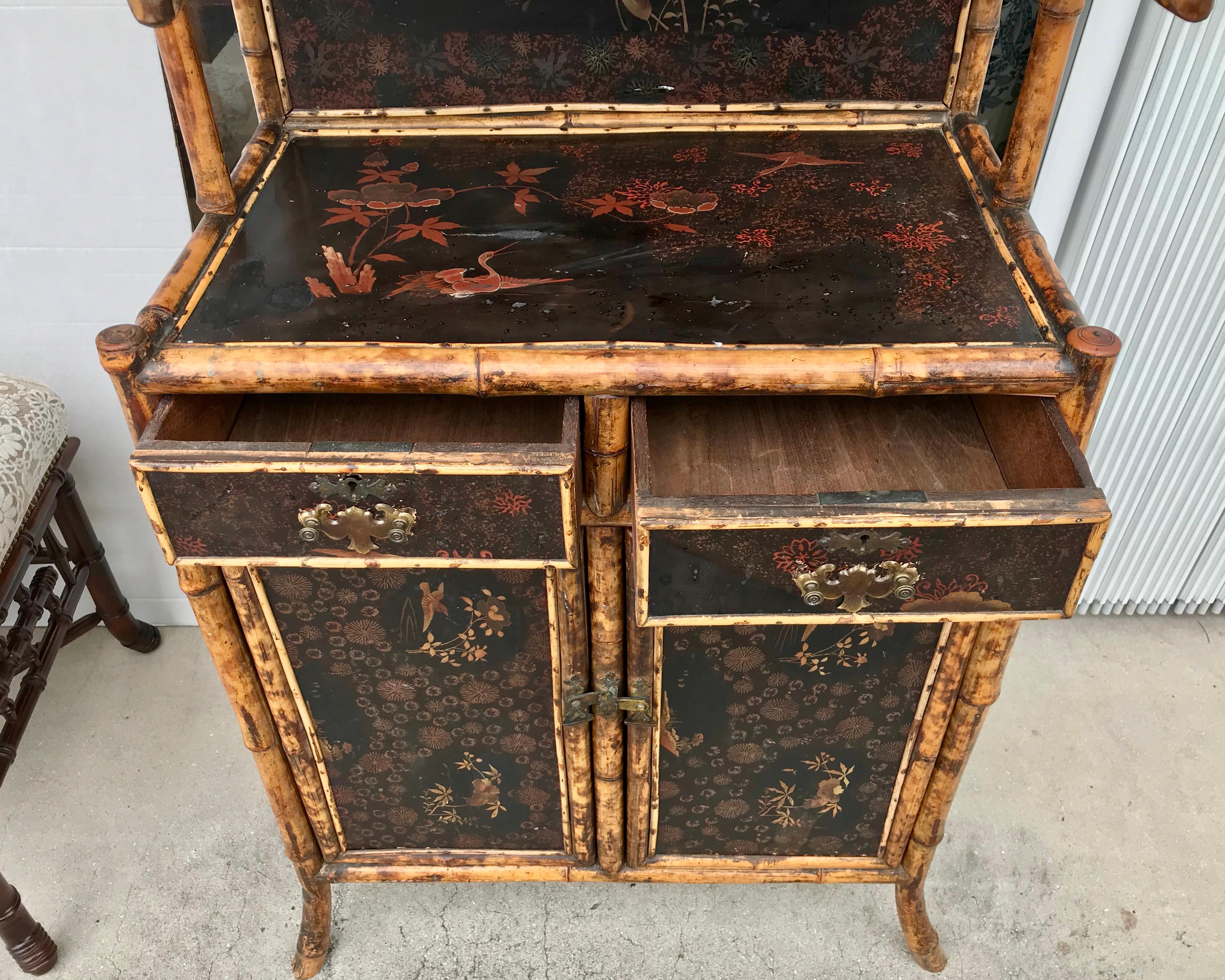 19th Century English Bamboo Side Cabinet 1