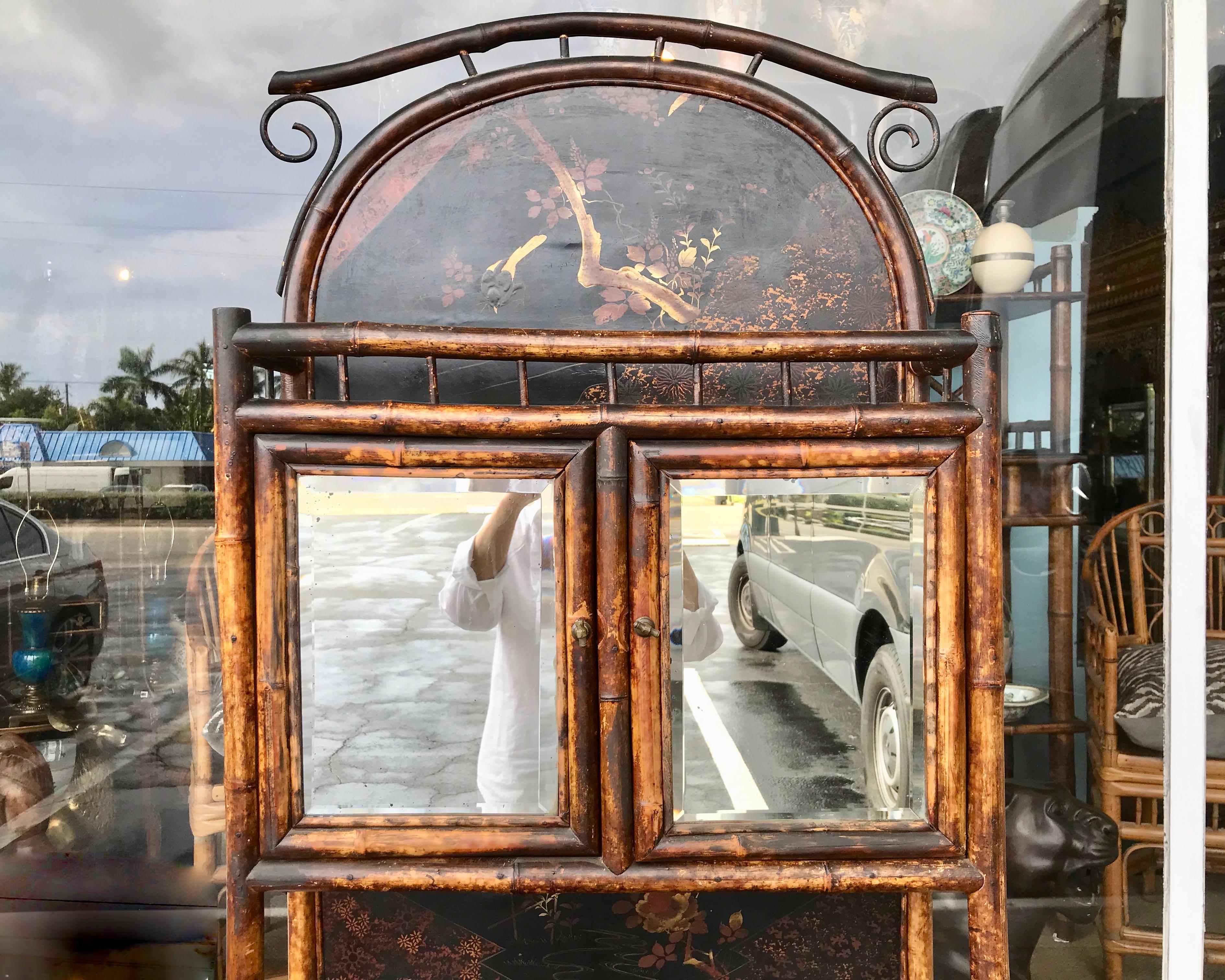 19TH Century English Bamboo Side Cabinet 1