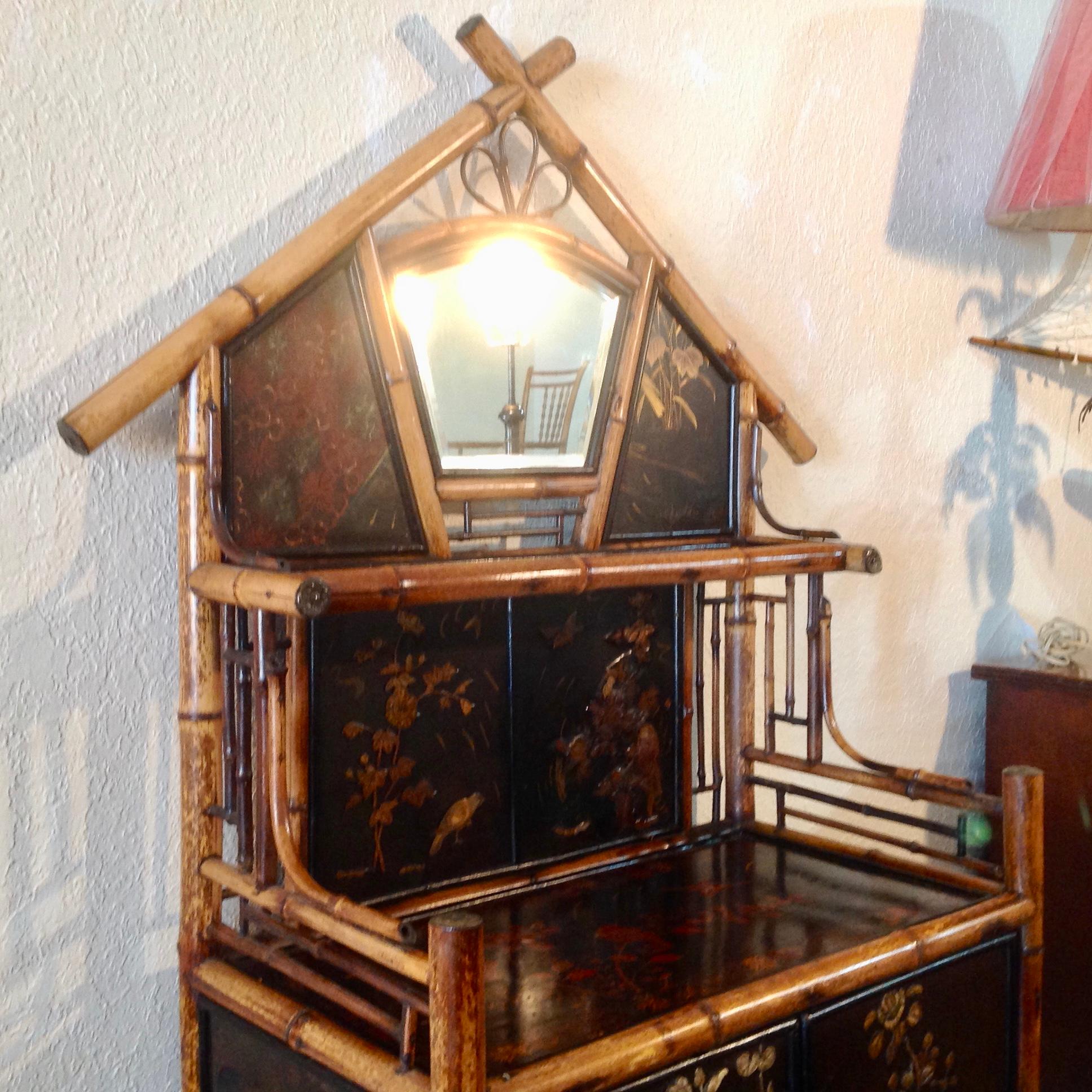 19th Century English Bamboo Side Cabinet 3