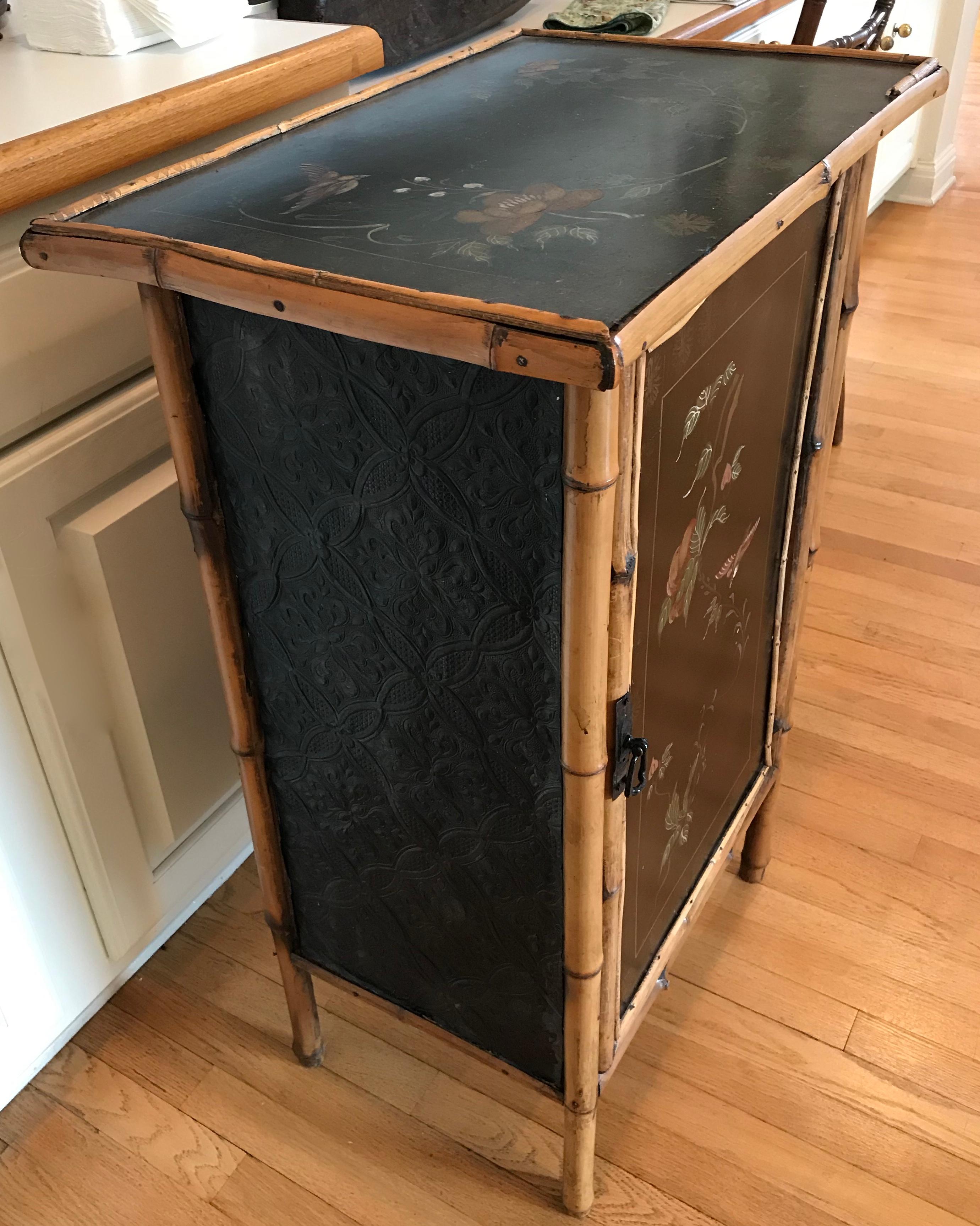 19th Century English Bamboo Side Cabinet 6