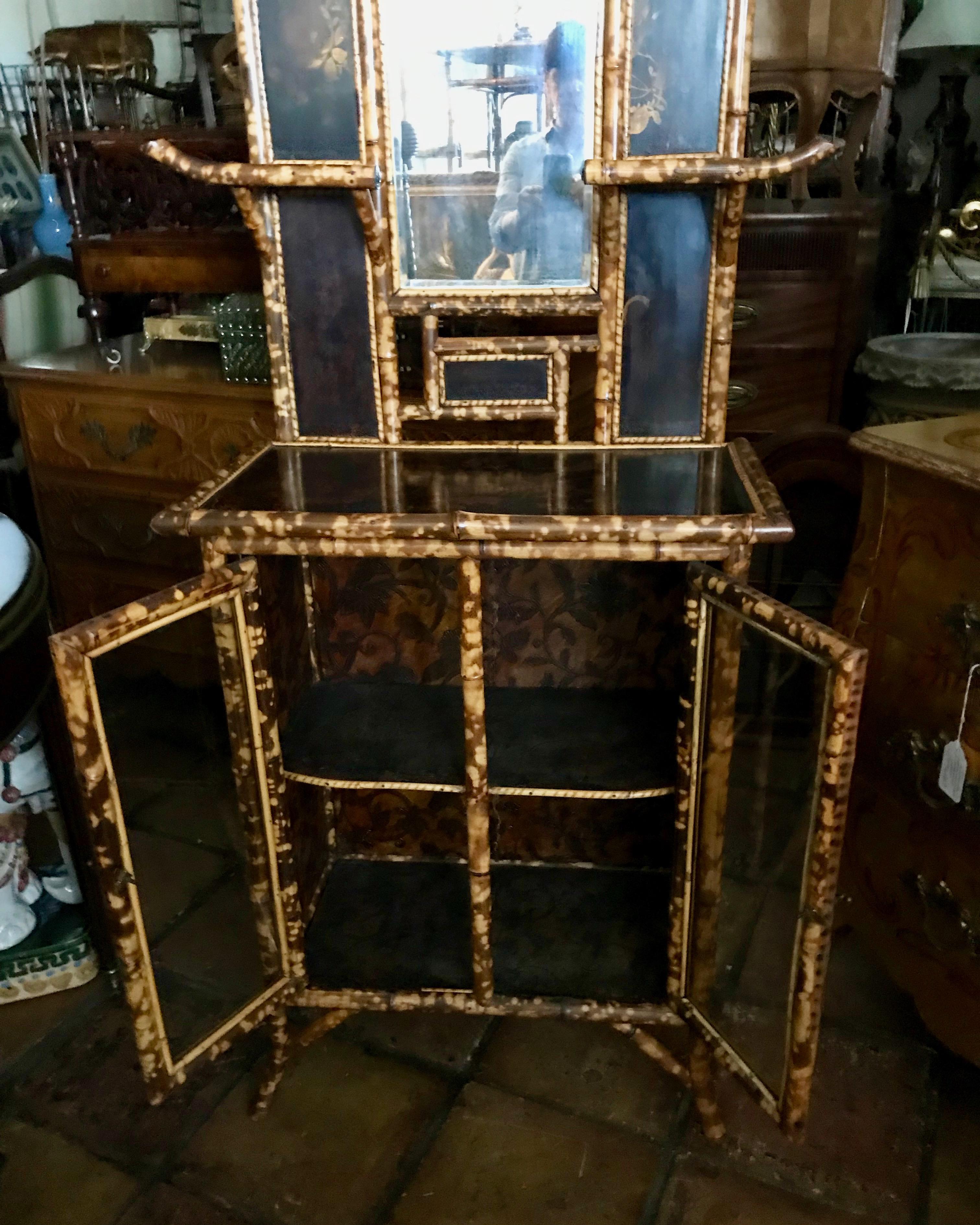 Vitrine d'appoint/meuble de présentation en bambou anglais du 19ème siècle 4