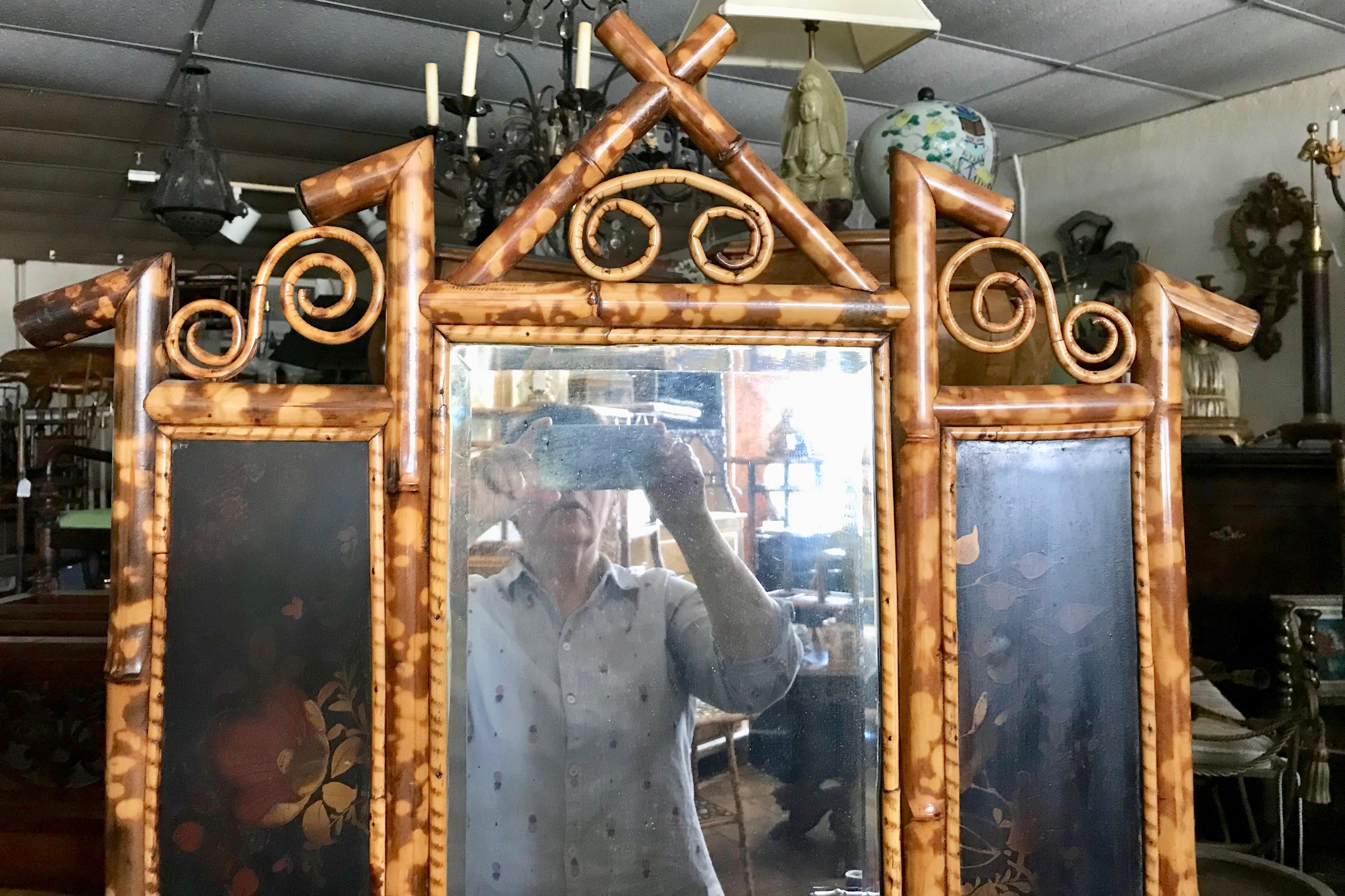 Bambou Vitrine d'appoint/meuble de présentation en bambou anglais du 19ème siècle