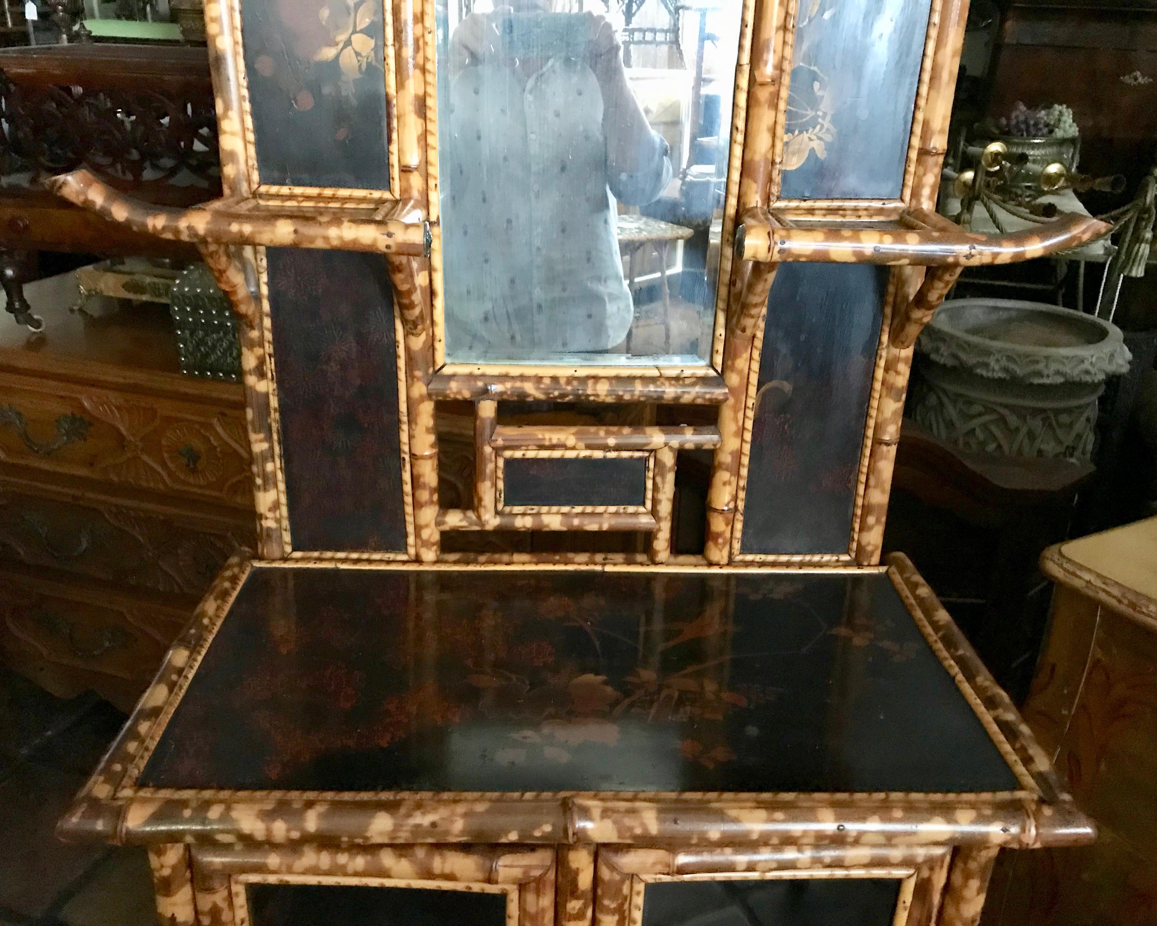 Vitrine d'appoint/meuble de présentation en bambou anglais du 19ème siècle 1