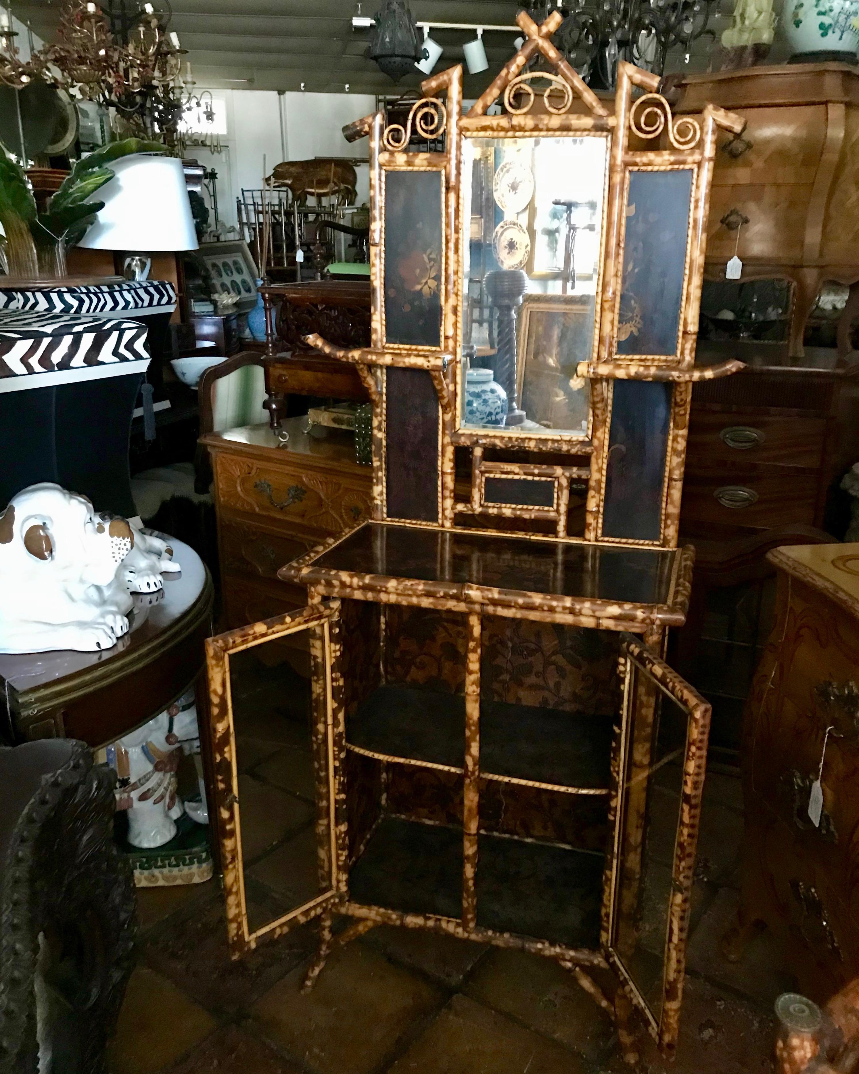 Vitrine d'appoint/meuble de présentation en bambou anglais du 19ème siècle 3