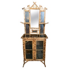 Vitrine d'appoint/meuble de présentation en bambou anglais du 19ème siècle
