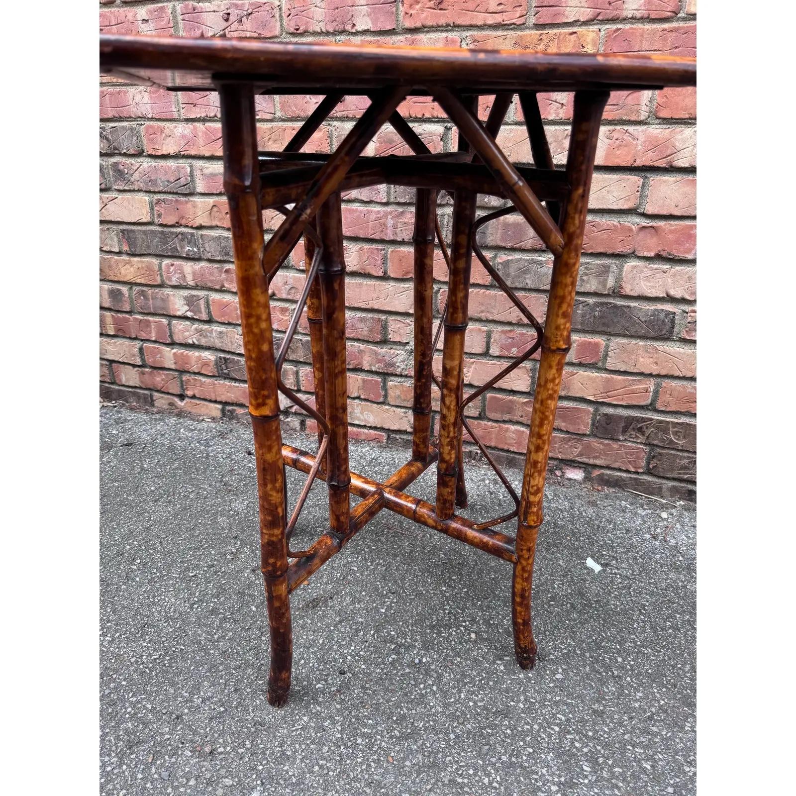 19th Century English Bamboo Side Table With Chinoiserie Design In Good Condition For Sale In Nashville, TN