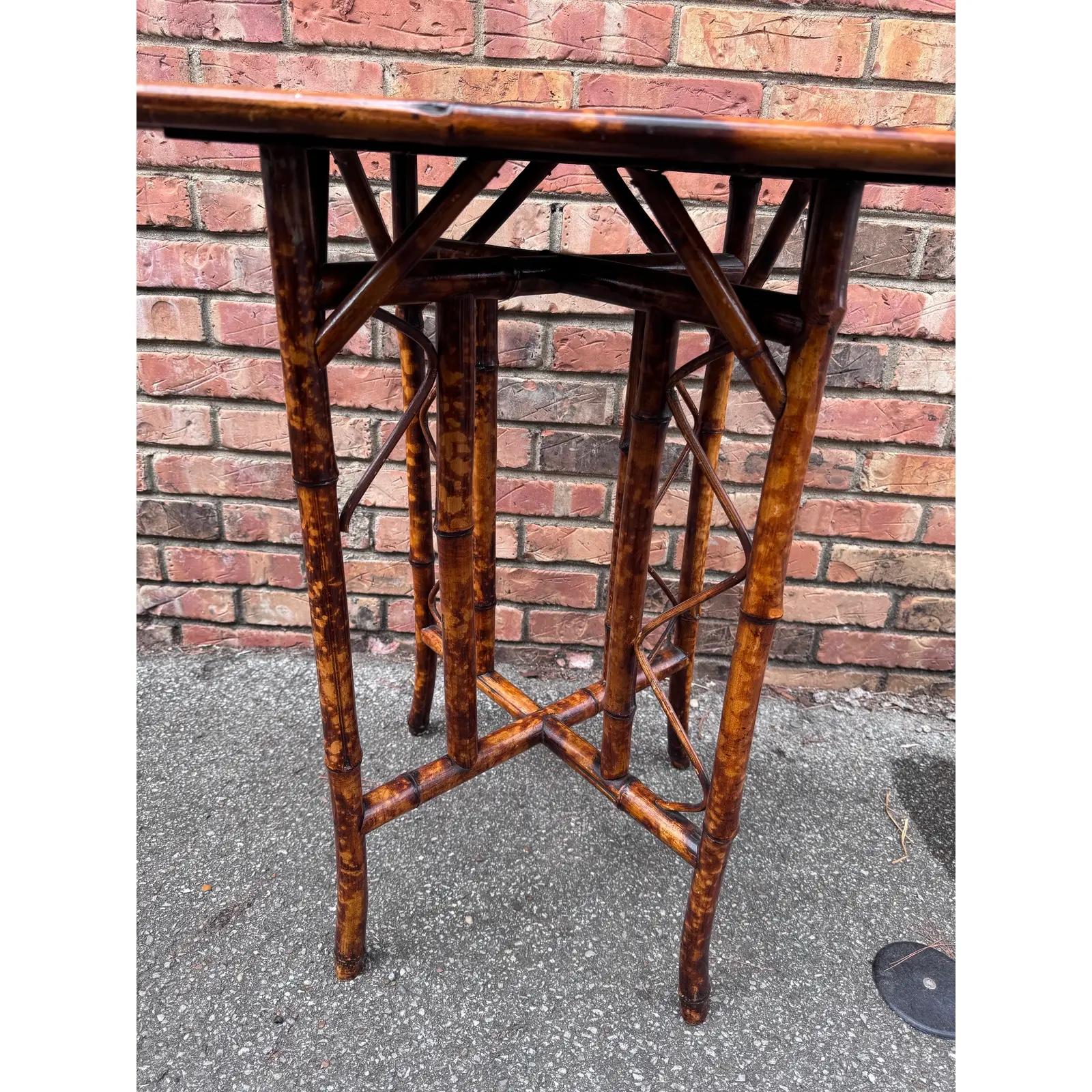 19th Century English Bamboo Side Table With Chinoiserie Design For Sale 3