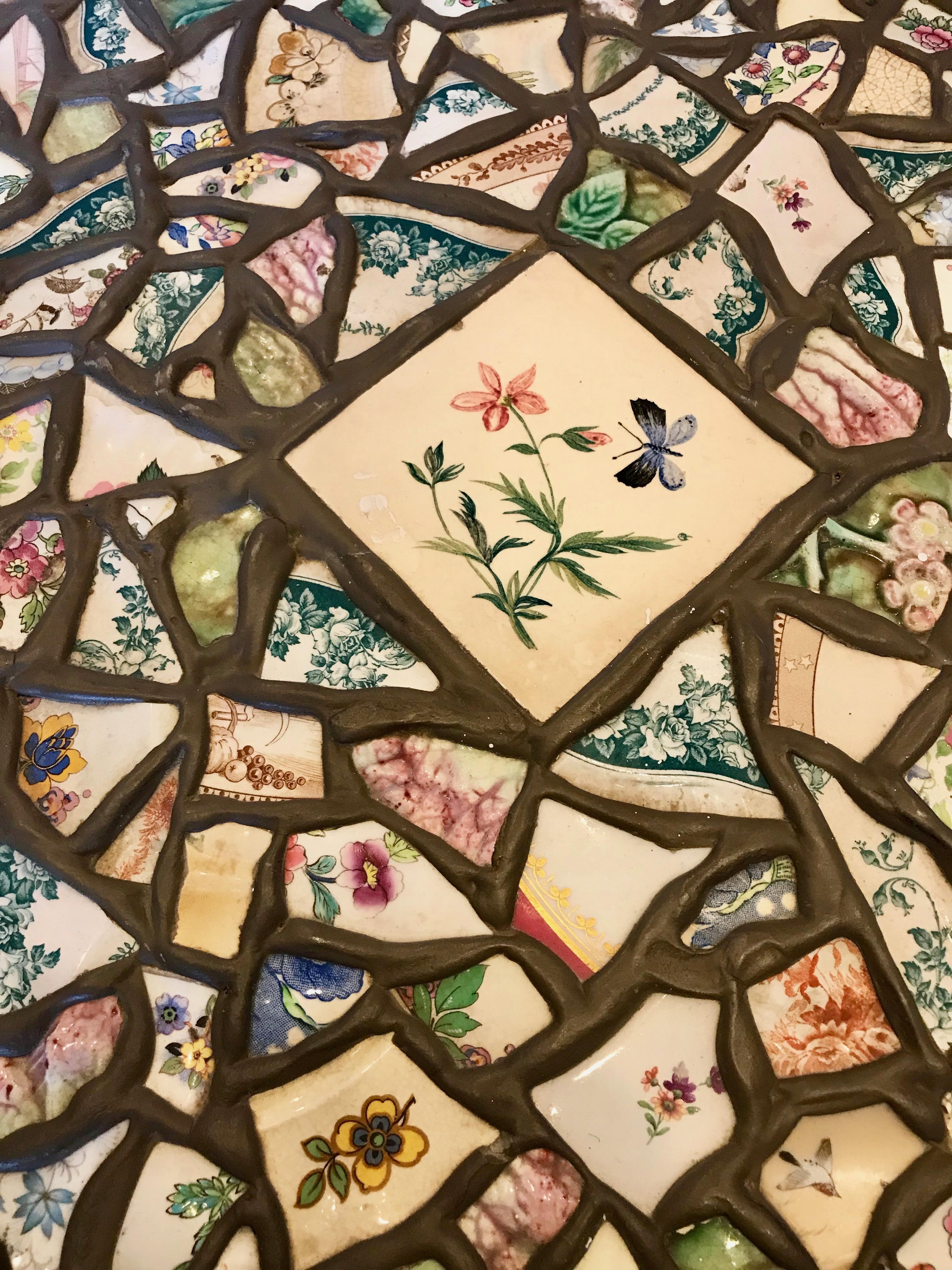 Englischer Bambustisch des 19. Jahrhunderts mit „“ Mosaik „“-Platte 4